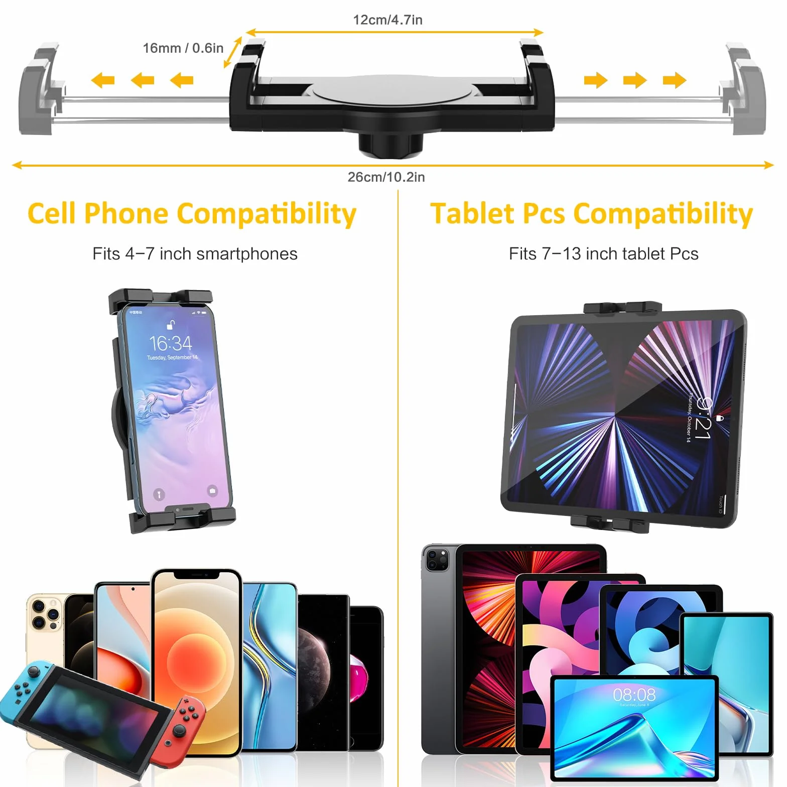 Uchwyt samochodowy do tabletu, wentylacja, uchwyt na tablet, kratka wentylacyjna, obrotowa, uchwyt samochodowy na telefon komórkowy i tablet, do iPad mini Air Pro, Galaxy Tab, Kindle, Fire