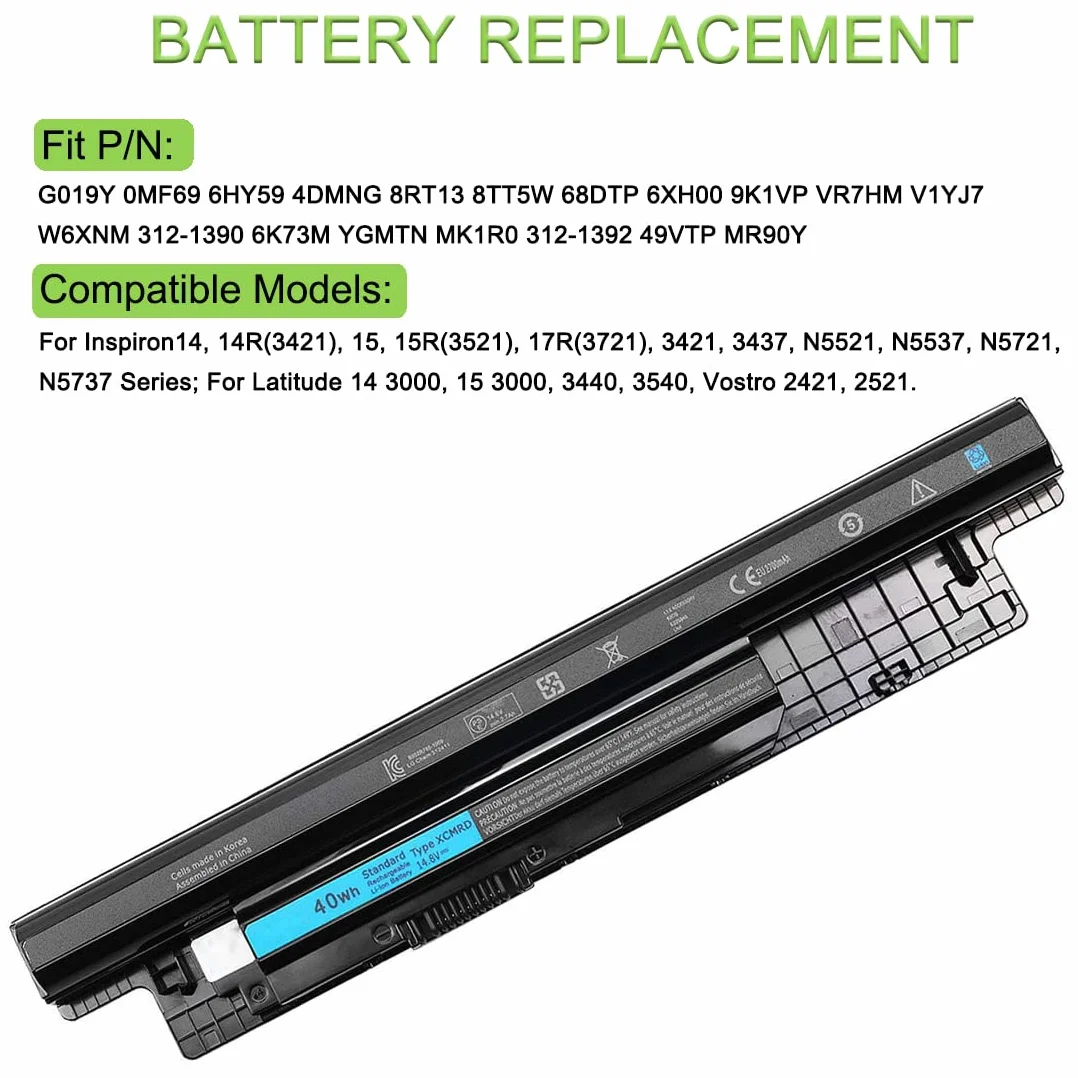 XITAIAN 14.8V 40Wh 4-Cell Kompatybilny z Bateria Zamiennik do Dell G019Y MR90Y XCMRD W6XNM 4DMNG 4WY7C 68DTP 6HY59 6K73M DJ9W6 FW1MN G35K4 Latitude 3440 6540 Vostro 2421 2521 Inspiron 3531 3543 5749