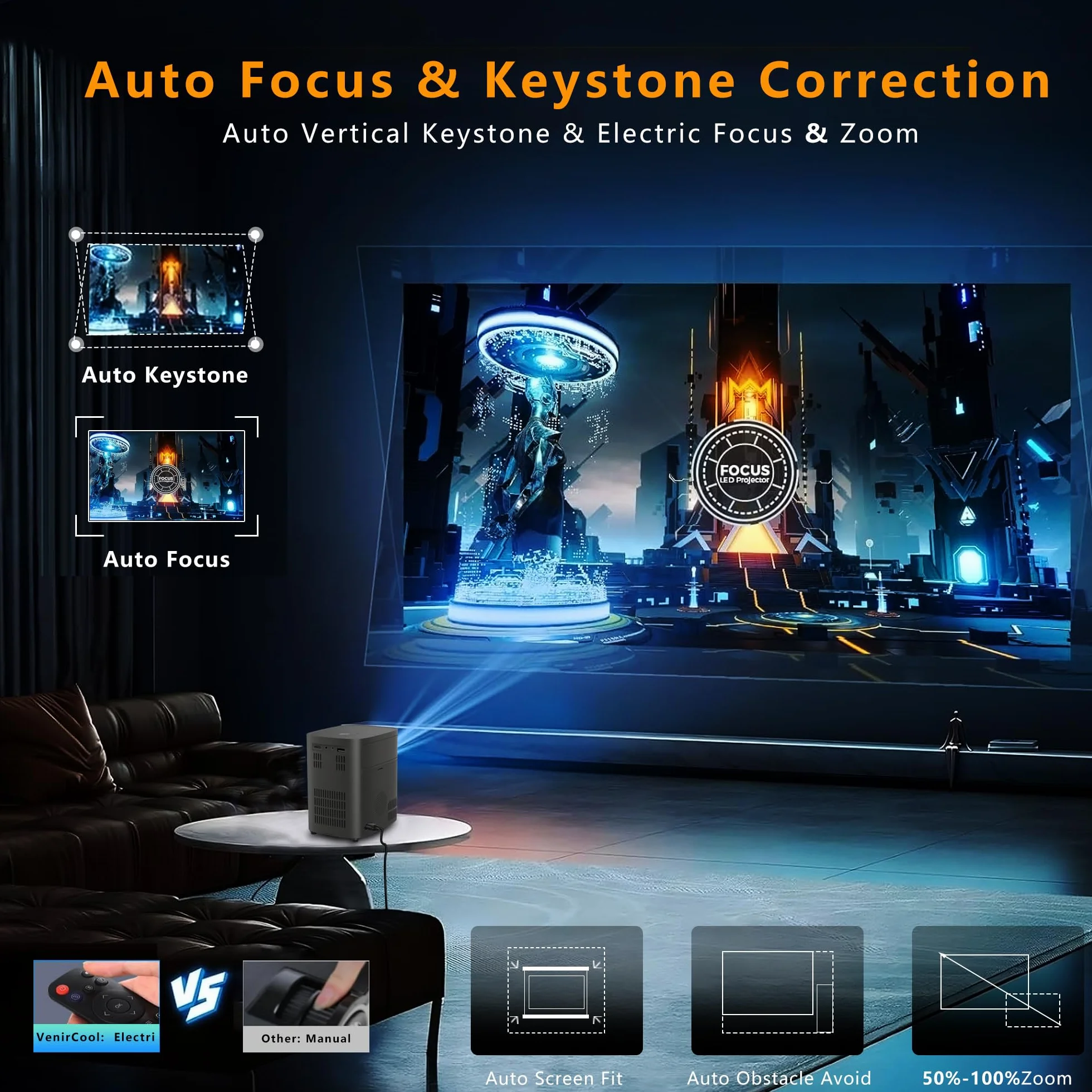 Projektor Q3 Ultra 750 ANSI/10000 ISO LUMEN Android 11 1080P 4k obsługa wyświetlacza FHD - mini inteligentny projektor WiFi i Bluetooth do kina domowego i filmów na świeżym powietrzu z