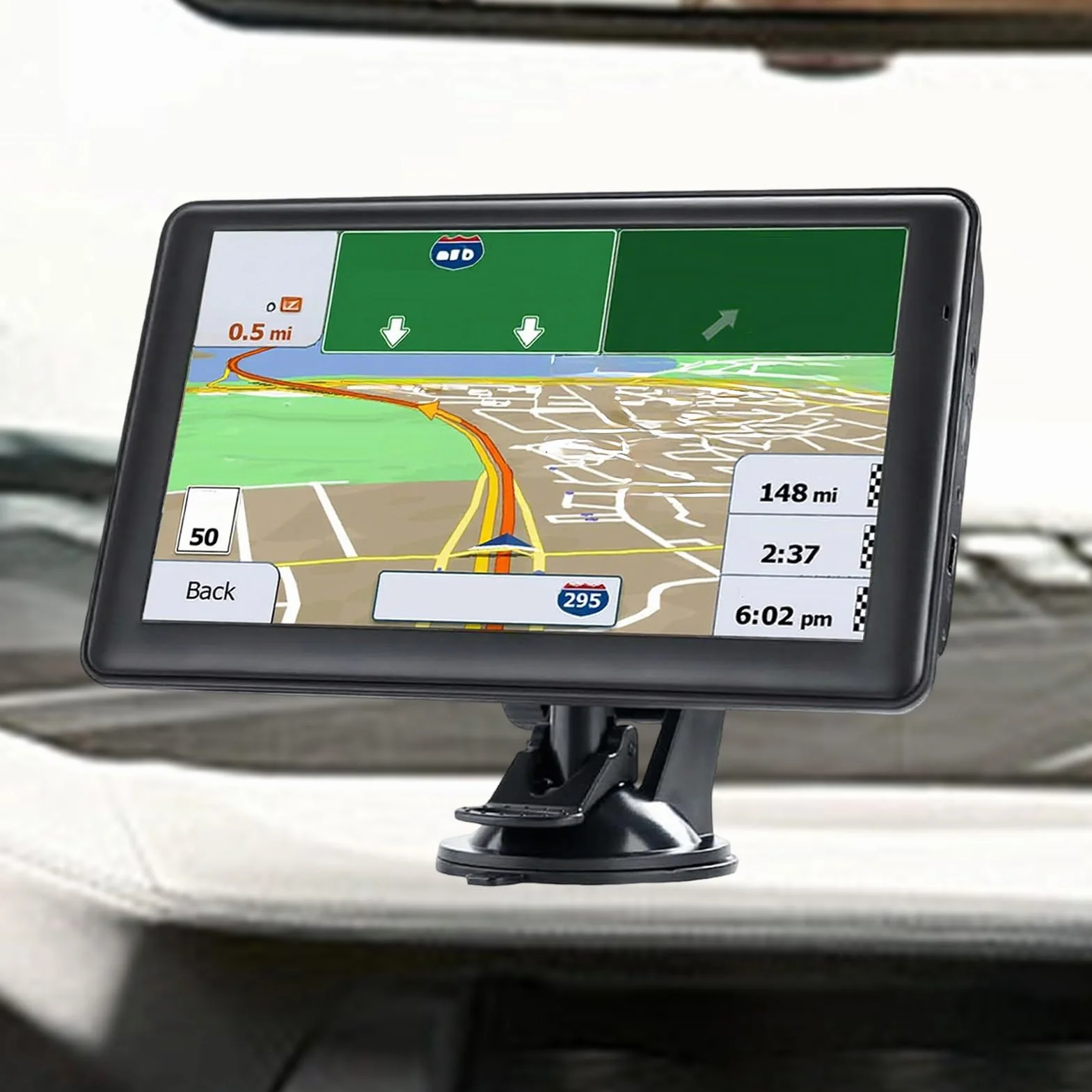 Nawigacja samochodowa GPS, nawigacja samochodowa 17,7 cm, inteligentny ekran dotykowy z ekranem o wysokiej rozdzielczości i mapami do pojazdów ciężarowych i długich podróży