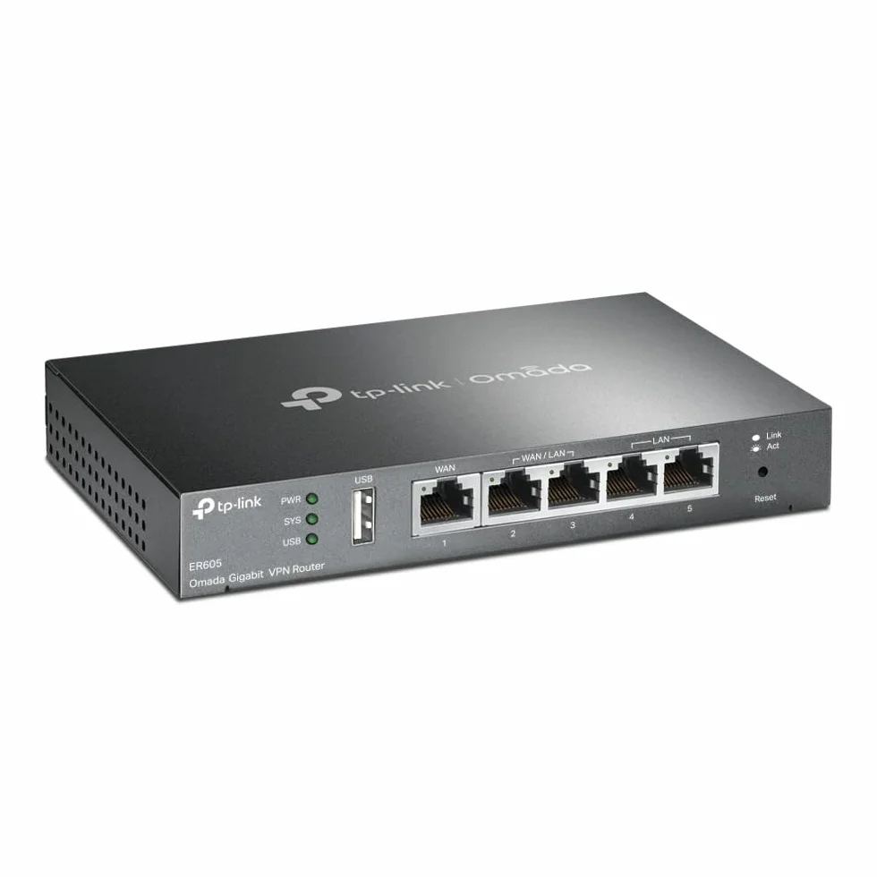TP-Link ER605 Gigabitowy Router VPN – Multi-WAN, 5 portów Gigabit, Centralne Zarządzanie, Zaawansowane Zabezpieczenia, VPN Site-to-Site, OpenVPN/IPSec/L2TP/PPTP, Dla Firm