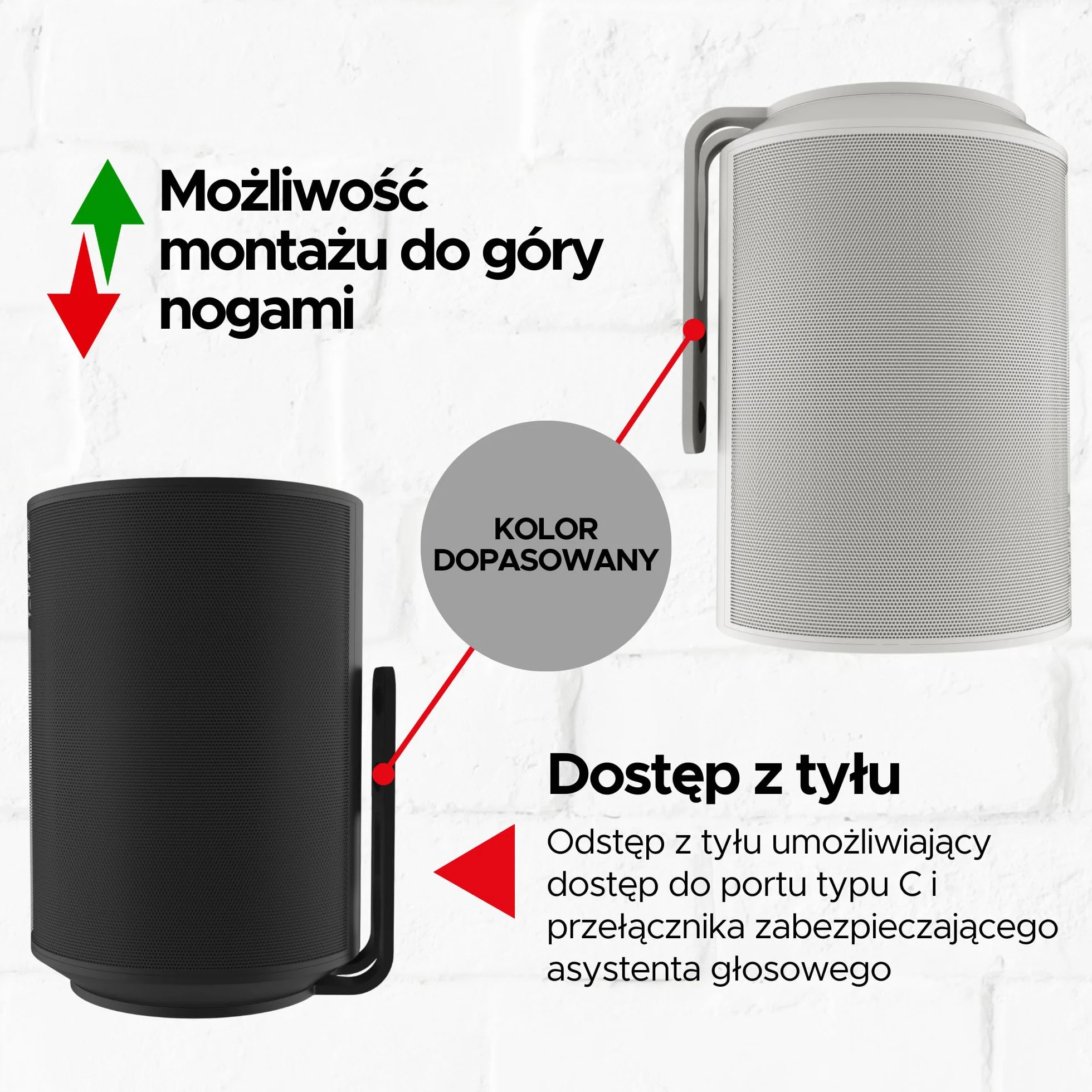 Uchwyt Ścienny Sonos ERA 100 Niski Profil Biały Zestaw Podwójny