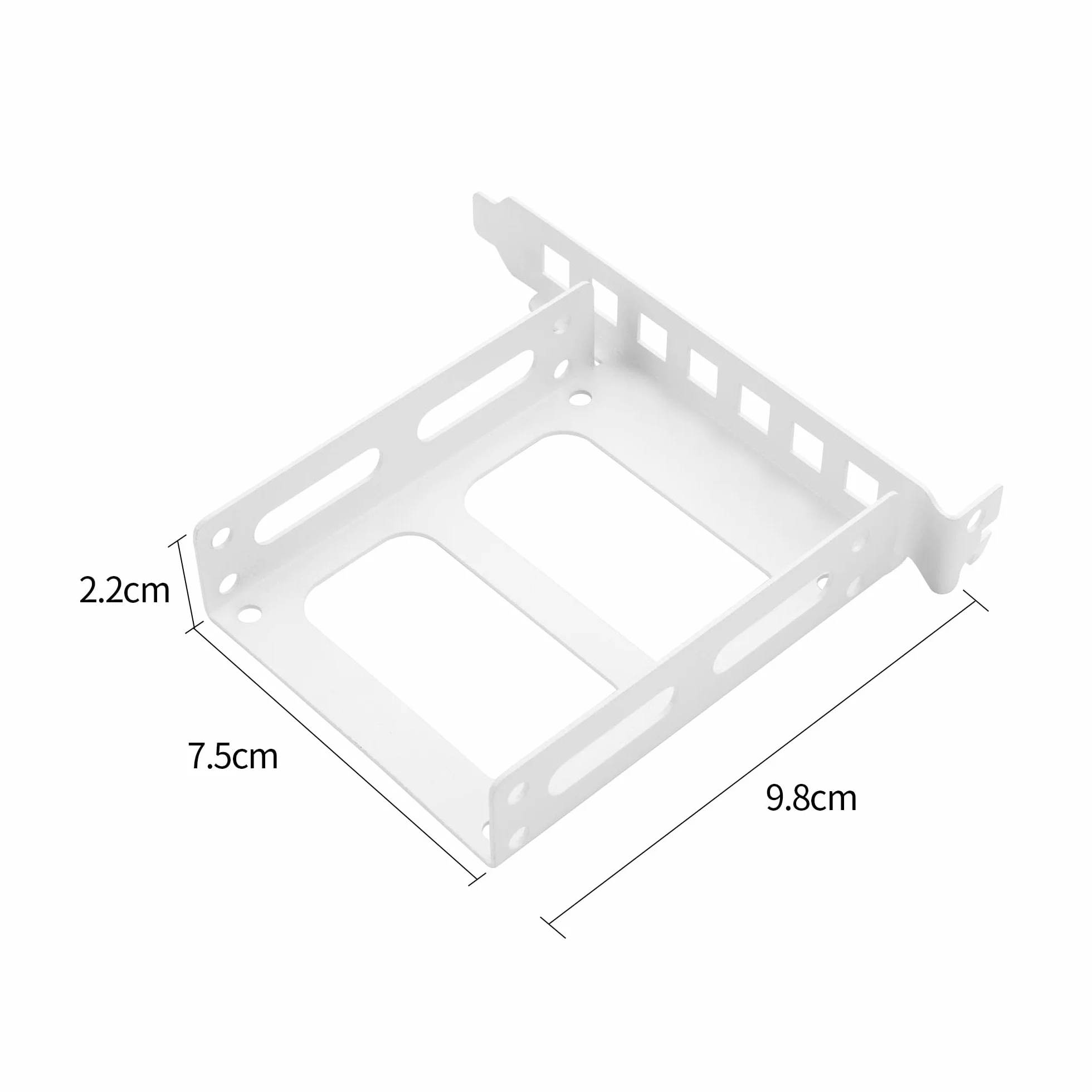 YAODHAOD 2,5"/3,5" uchwyt montażowy PCI SSD uchwyt montażowy na tylnym panelu, 2 x 2,5-calowy uchwyt na wewnętrzny konwerter dysków twardych SSD do PCI (biały, 2,5" 12 cm)