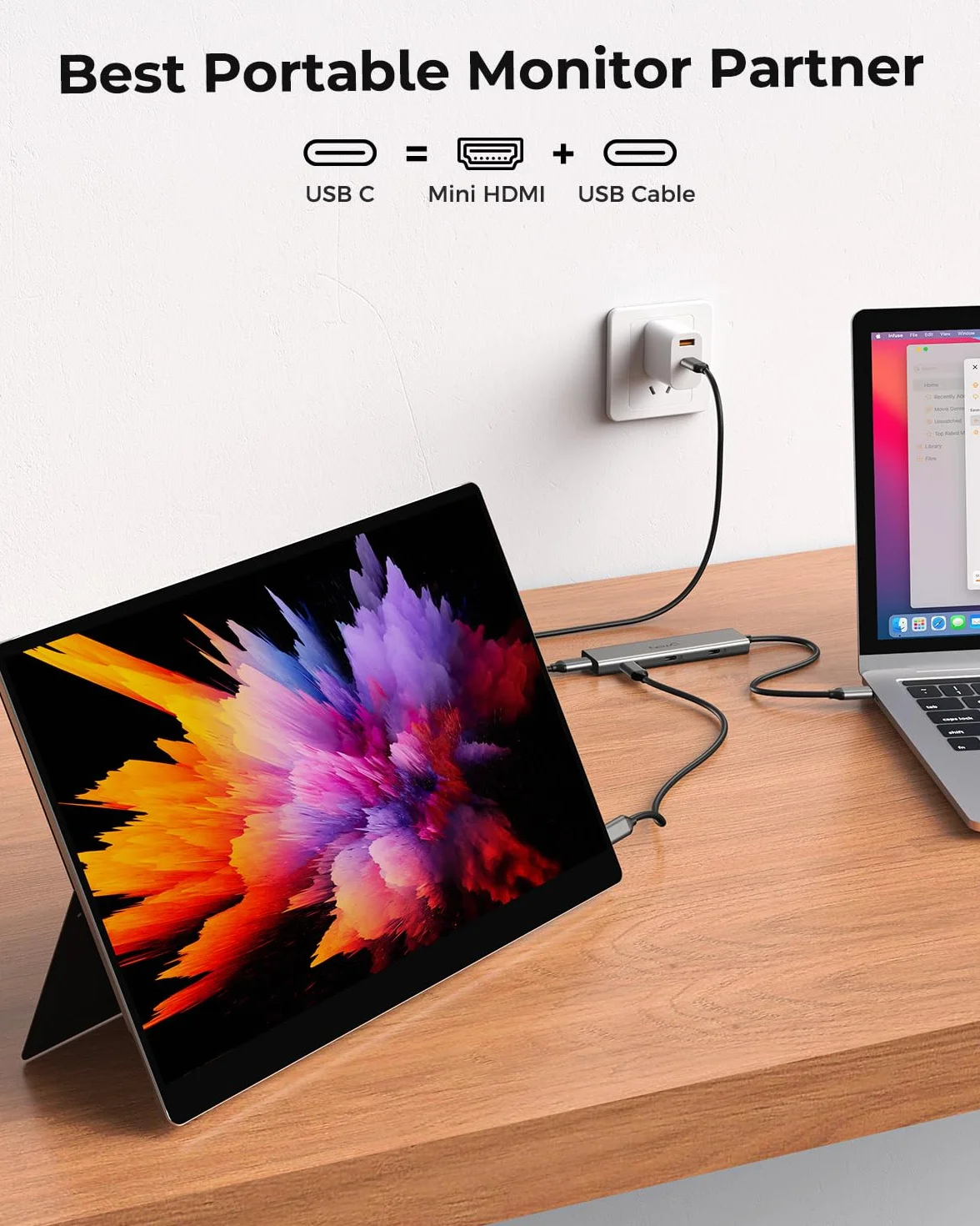Hub USB C Video Hub NEWQ typ C 3.2 monitor prądu wstecznego, wyświetlacz wideo 4K @ 30-60 Hz, 4 x USB-C 3.2 GEN2 10 Gbit/s, obsługuje PD 100 W max, z kablem wideo