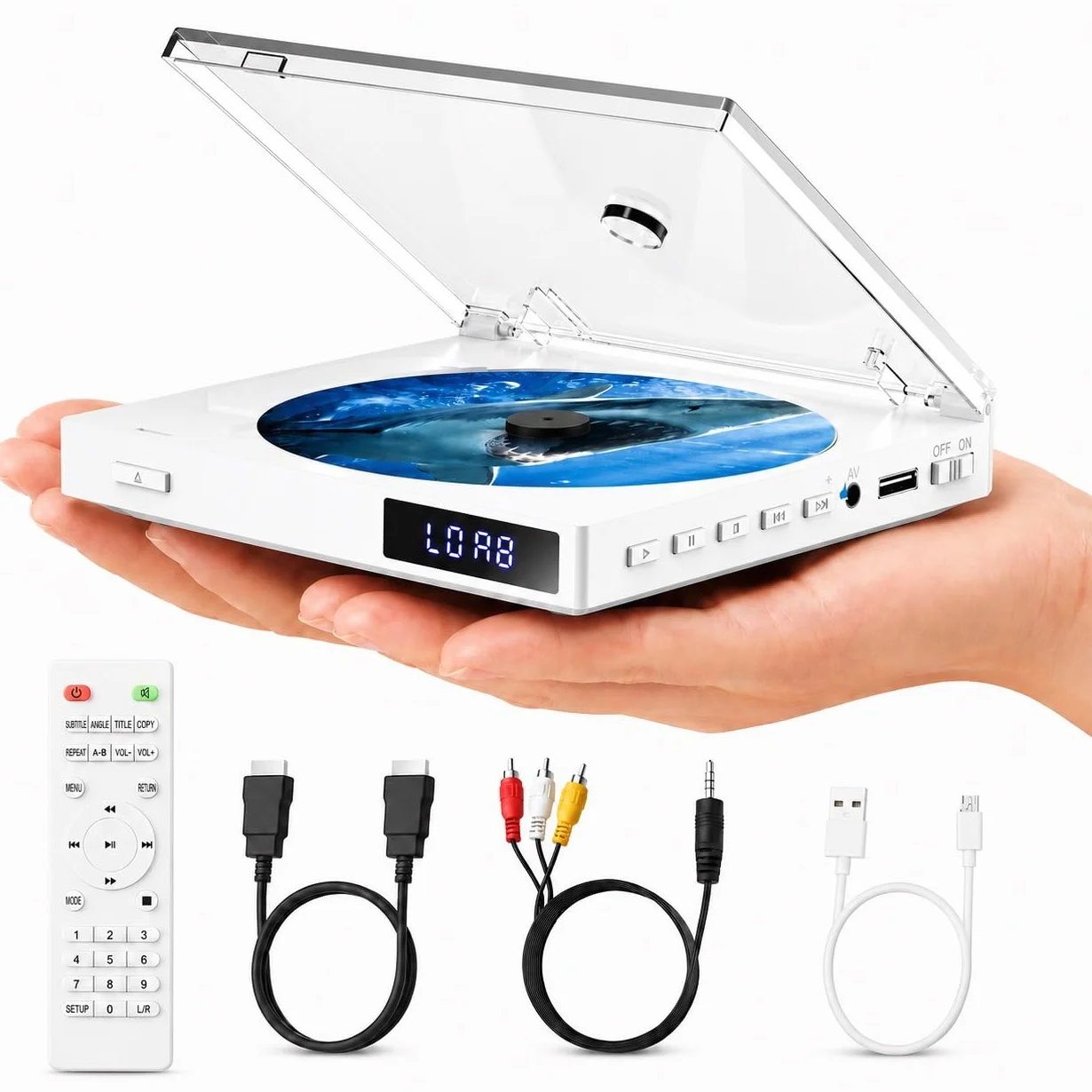 Mini odtwarzacz DVD HDMI, odtwarzacze DVD bez ograniczeń regionalnych do telewizorów Smart TV z funkcją skalowania do 1080P HDMI, wyjściem AV, odtwarzaniem z USB, wbudowanym systemem NTSC/PAL