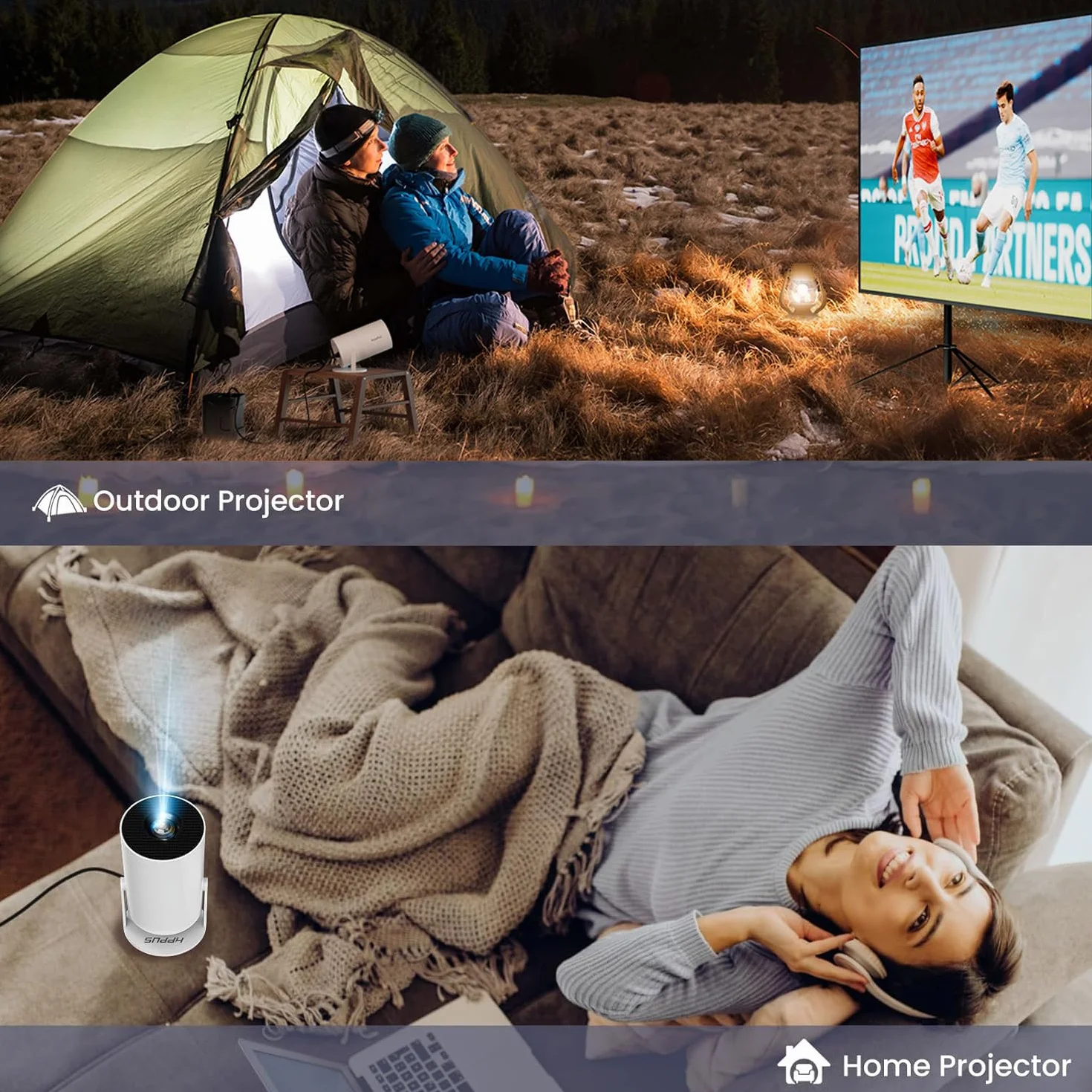 Projektor mini FHD 4K, przenośny projektor wideo WiFi 6 BT5.2, korekcja trapezu, obrót o 180°, kompatybilny z telefonem/PC/HDMI/USB/PS5 [aplikacja]