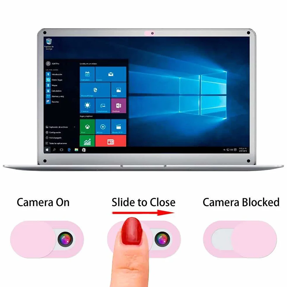OcioDual 3X Webcam Cover Slider ochrona ultra cienka osłona naklejka różowa do kamery internetowej smartfona laptopa tabletu czarna