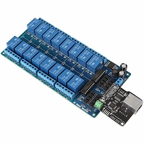 Keenso Ethernet 16-kanałowy moduł przekaźnika - Lan Wan Network Webserver moduł sterujący z portem RJ45 + NC1601, Default