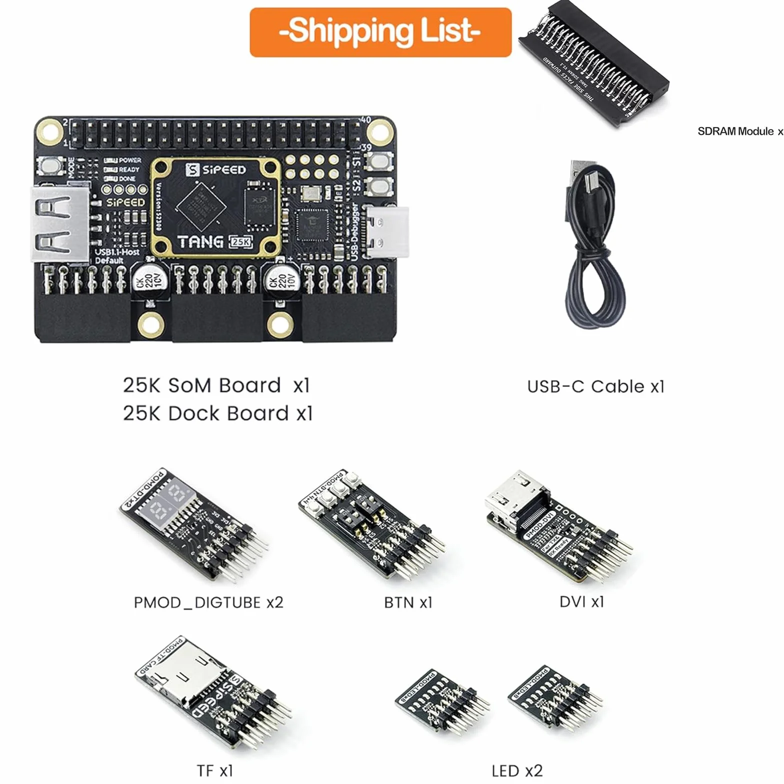 youyeetoo Sipeed Tang Primer 25K Dock FPGA Development Board MCU, RISCV, modularyzacja, Gowin GW5A, PMOD SDRAM, 23 K LUT4, MIPI 2,5 Gbps (25 K Pmod + SDRAM pakiet)
