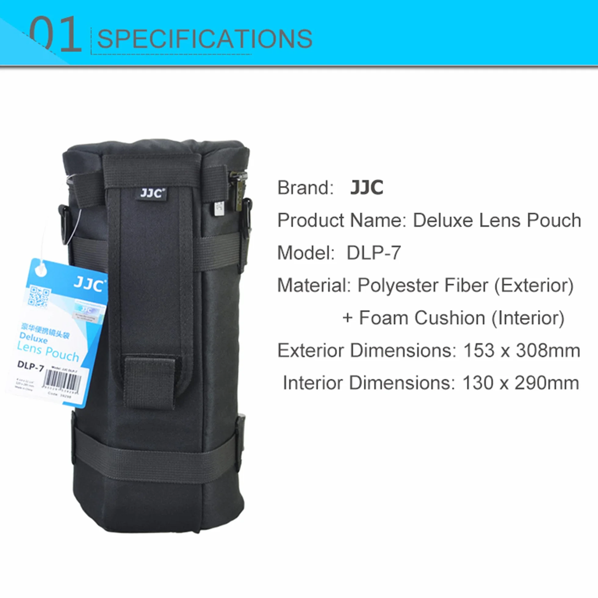 JJC Etui na obiektyw do obiektywów Sigm. i Tamron 150–600 mm o wymiarach mniejszych niż 125 x 290 mm