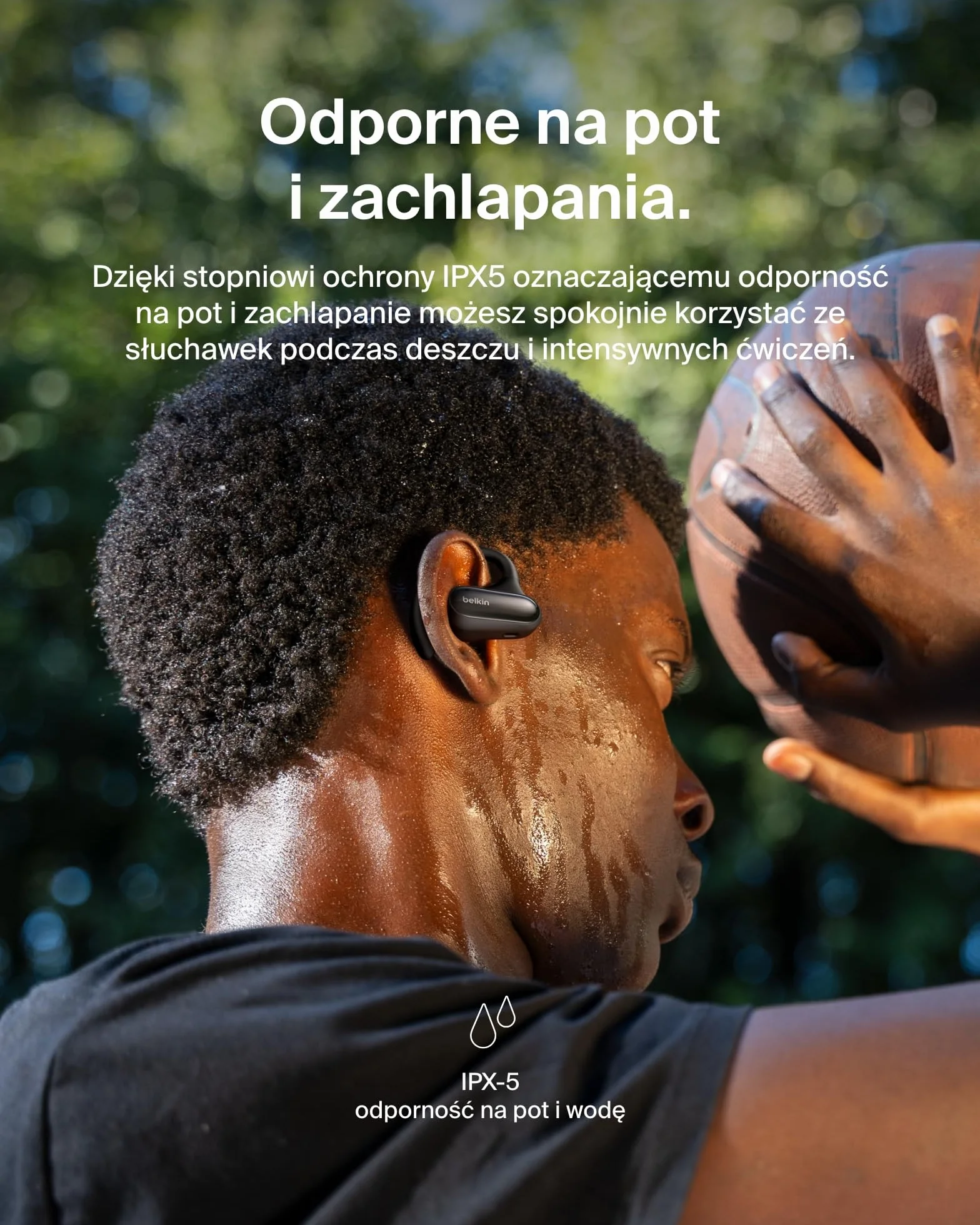 Belkin SoundForm ClearFit Bezprzewodowe Słuchawki Douszne typu Open-Ear, wodoodporne (IPX5) słuchawki bezprzewodowe sportowe Bluetooth, do jazdy na rowerze, wycieczek w góry, biegania – czarne