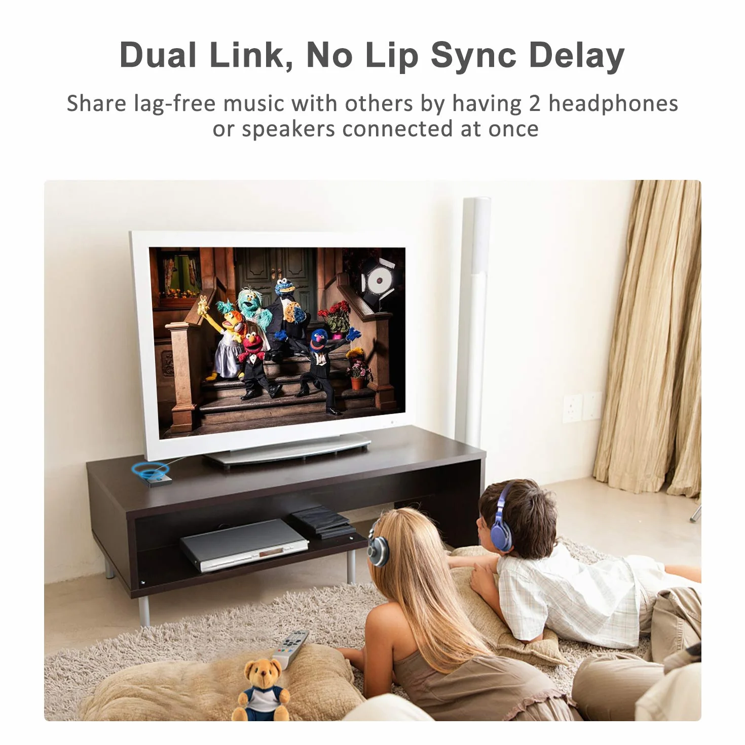 Odbiornik nadawczy Isobel Bluetooth 5.0 (optyczny, 3.5mm AUX, RCA), Niska latencja bezprzewodowy adapter audio Bluetooth AUX Adapter do telewizora PC Samochód/głośniki domowe Stereo System, Dual Link