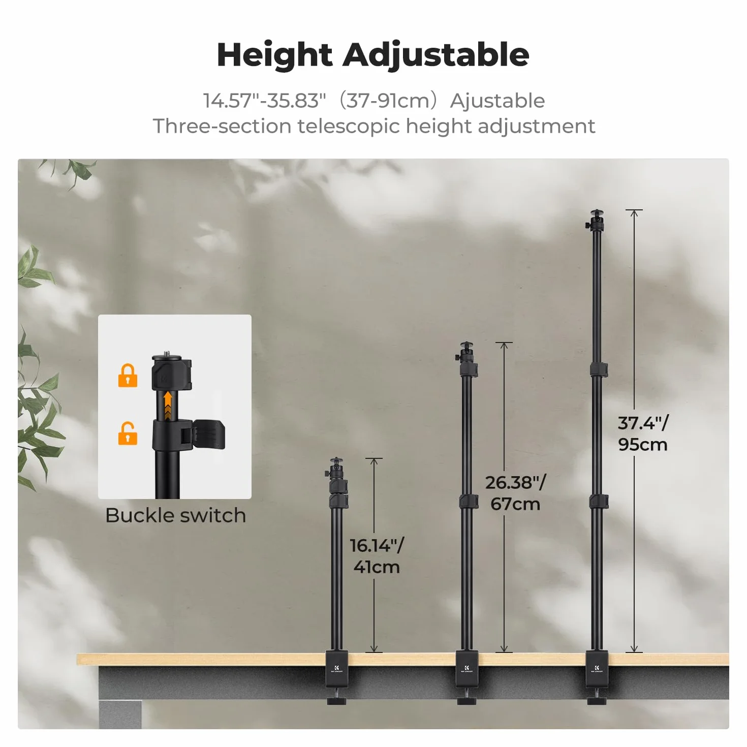 K&F CONCEPT Uchwyt stołowy na kamerę 14-40" statyw aluminiowy regulowany 360°