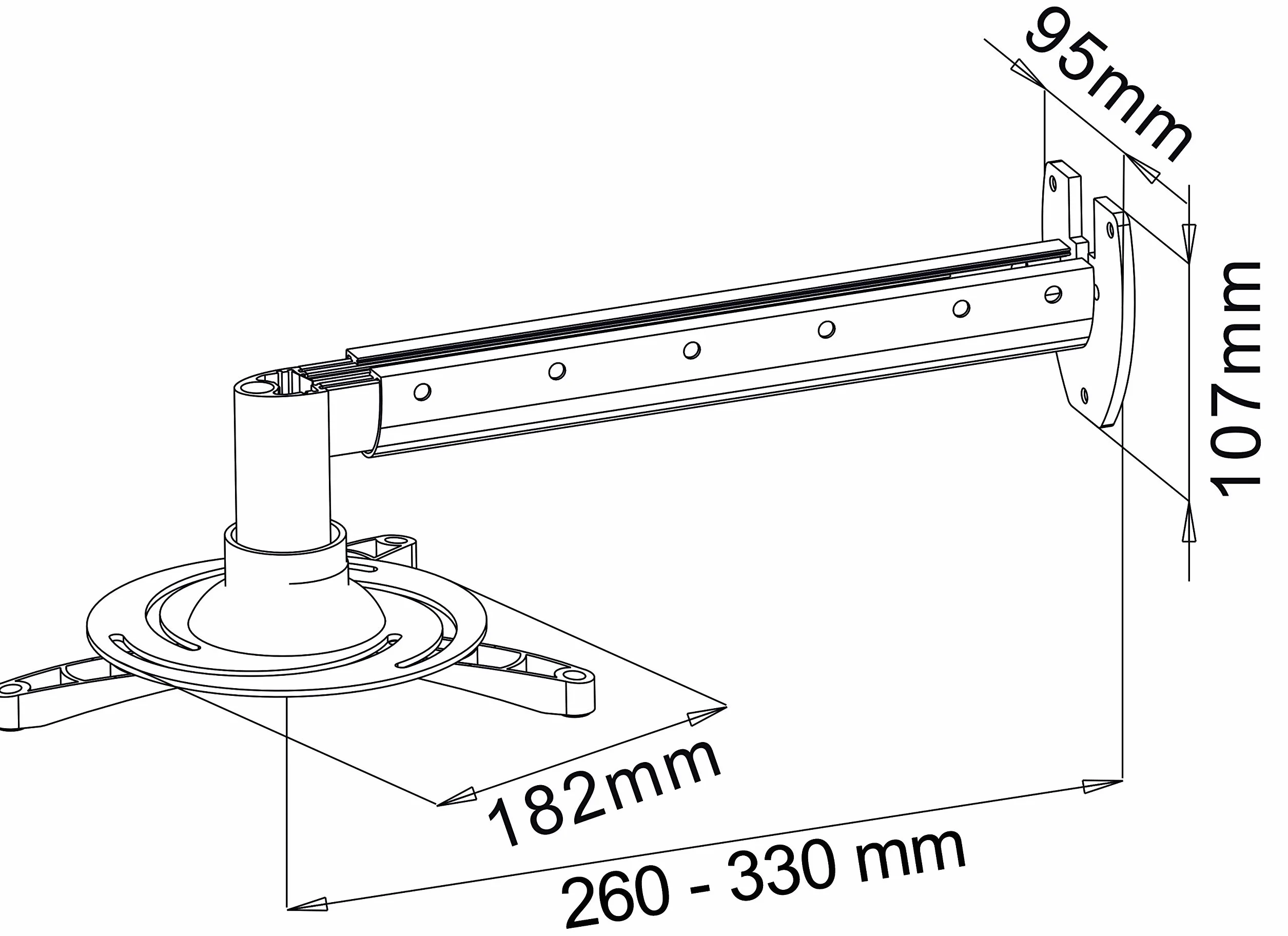 My Wall H16-5L uchwyt ścienny do projektora, pojemność 35 kg, odległość od sufitu, 260/335 mm, srebrny