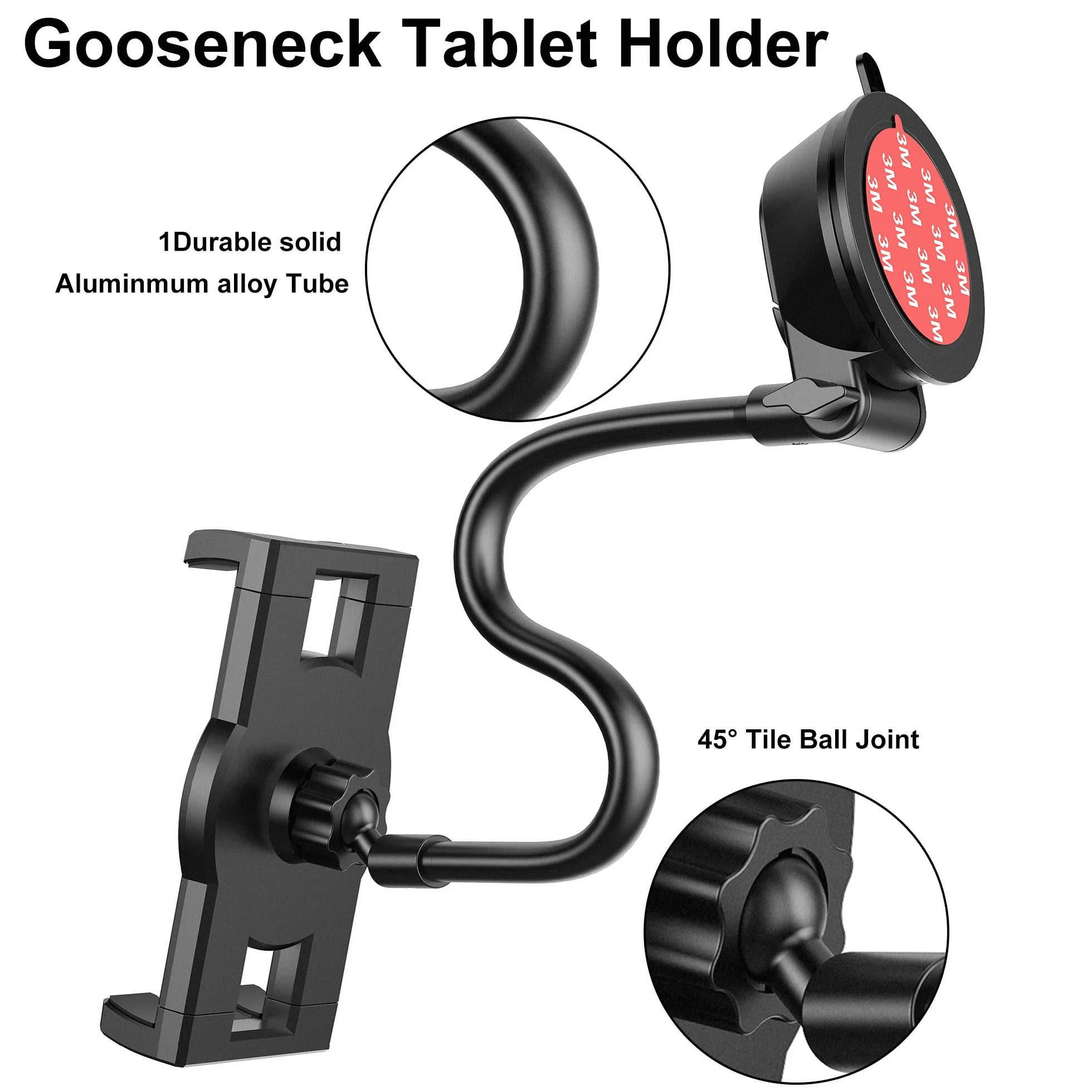 Uchwyt na tablet do samochodu, na deskę rozdzielczą i iPada, mocną przyssawkę do tabletów 4,5-12,9", iPad Pro, Galaxy Tab, iPhone 15 14 Galaxy S25 S24 Z Fold 5 4