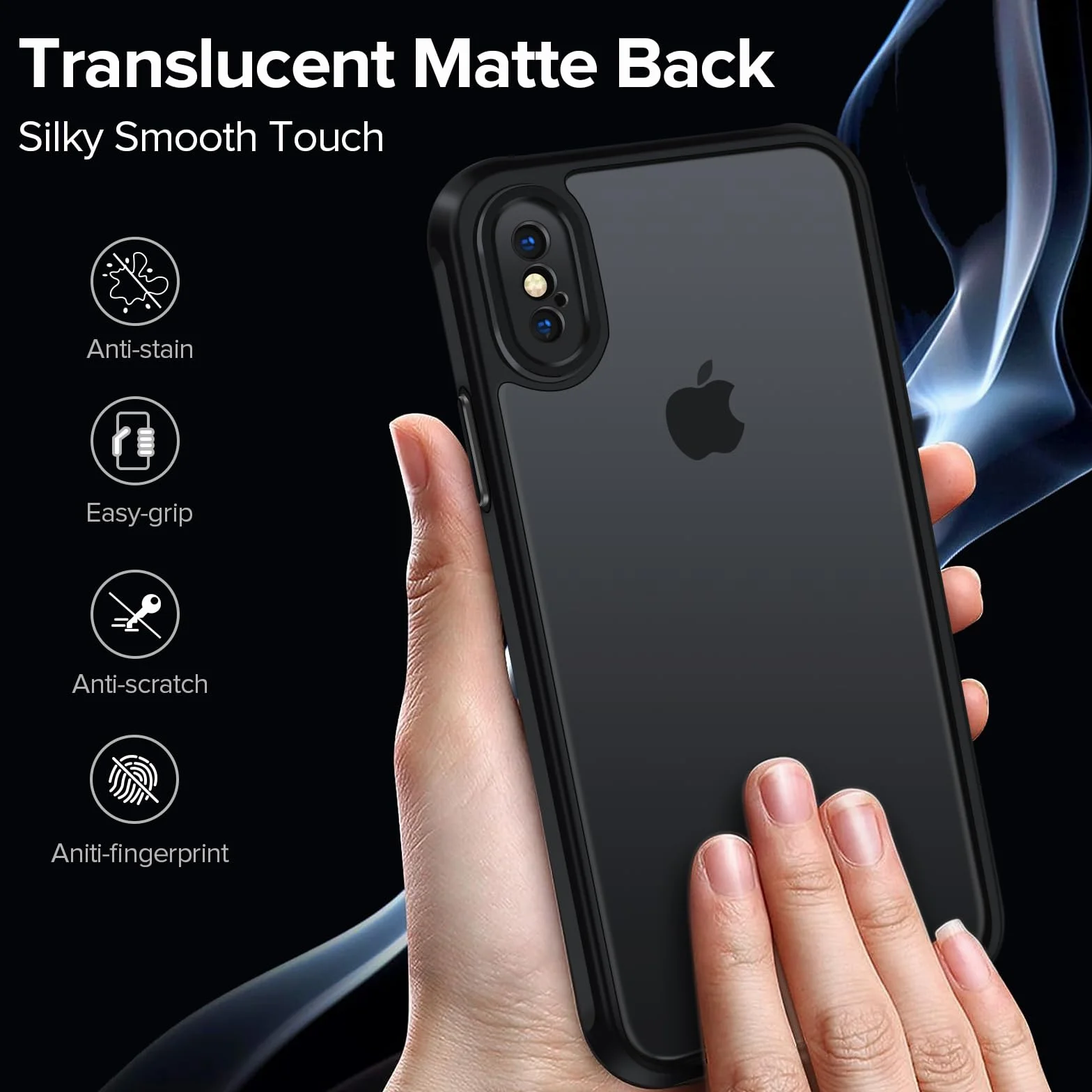 iVoler Matowe etui do iPhone XS Max 6,5 cala, [ochrona aparatu] [odporna na wstrząsy klasy wojskowej] Ultra cienka półprzezroczysta tylna obudowa odporna na odciski palców