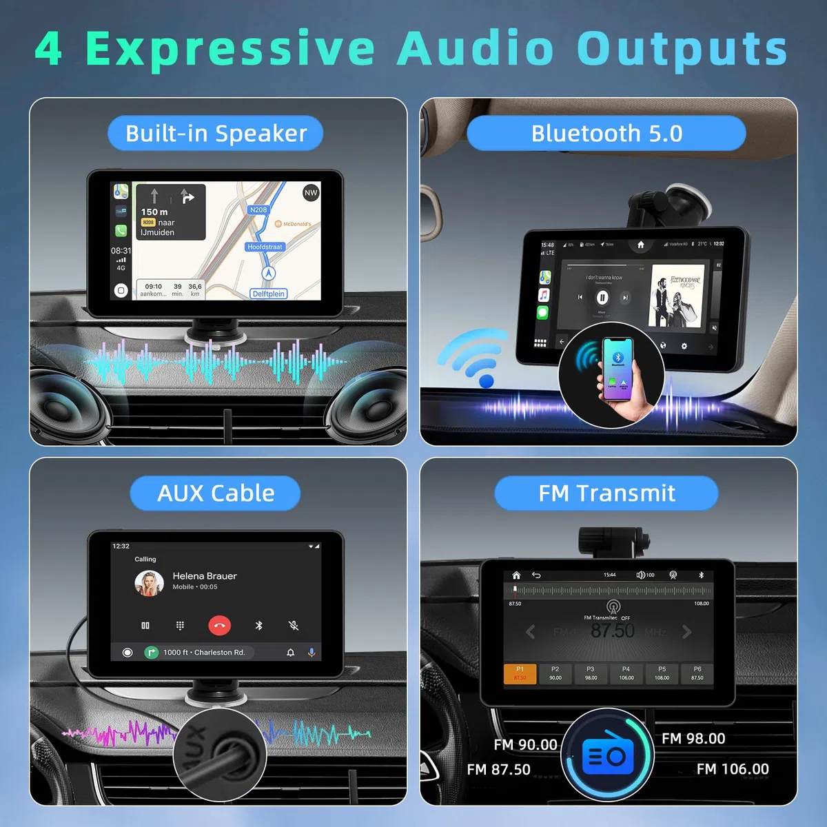 7-calowy ekran Apple CarPlay, ekran Android Auto, tablet samochodowy z Bluetooth/FM/AUX, obsługa Mirror Link/sterowania głosowego/nawigacji GPS