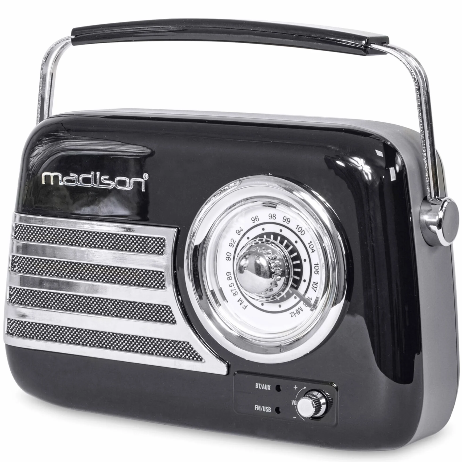 Madison - FREESOUND-VR40B - 30W Vintage Long Battery Radio z Bluetooth, USB i FM - Czarny