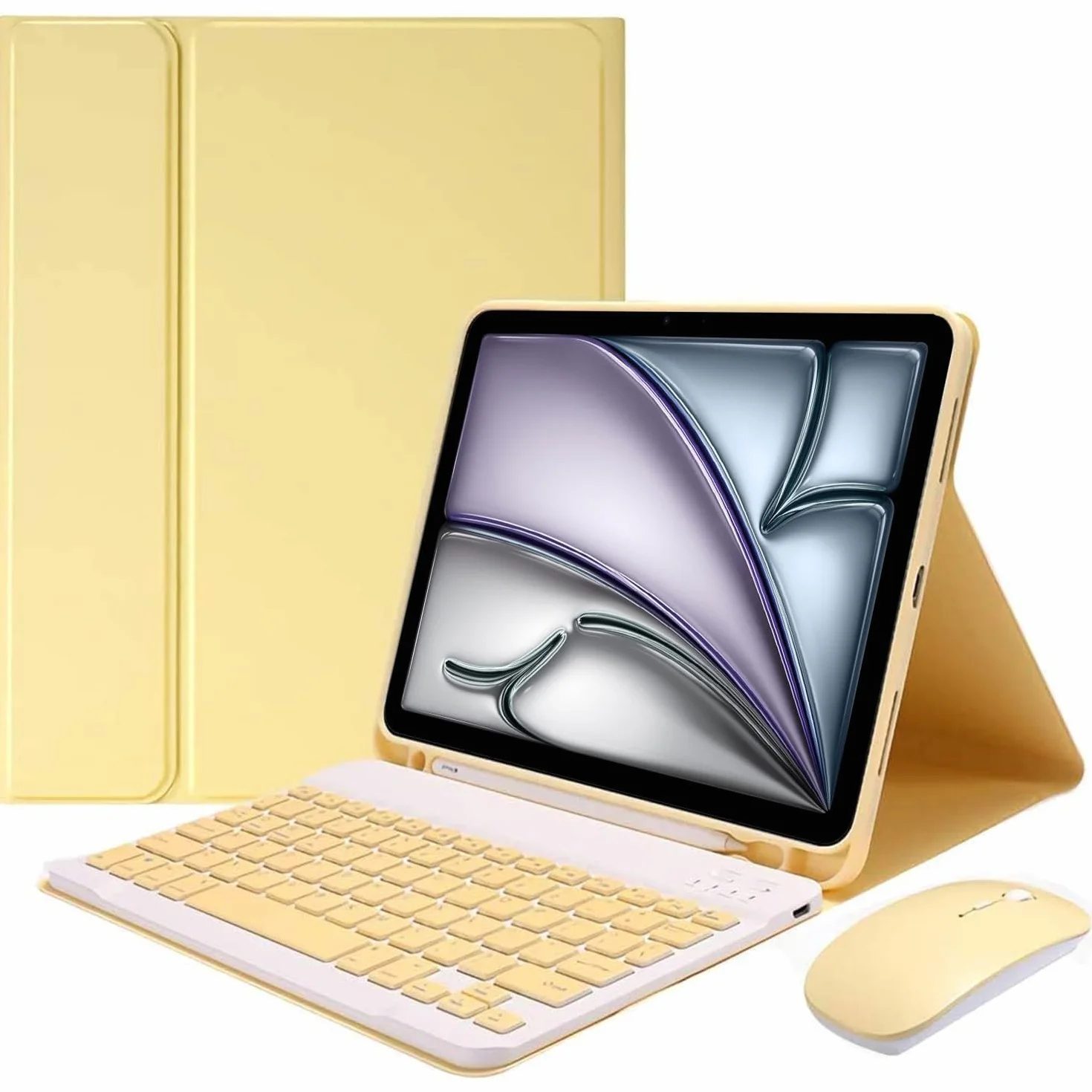 Keyboard Case for iPad Air 11 Cali (7/6 Generacja M3/M2 2025/2024), iPad Air 5/4 Generacja 10,9 Cala, Odłączana Klawiatura Bluetooth, Ultracienkie Etui Z Uchwytem Na Pióro I Myszką,Yellow