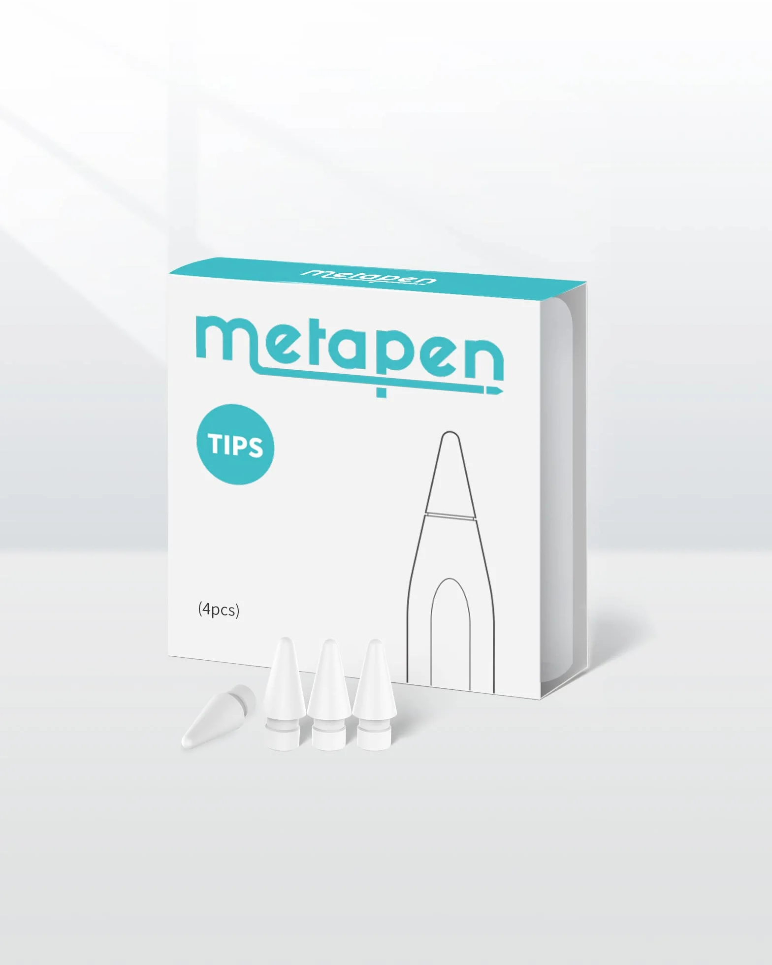 metapen Kompatybilny z Apple Pencil 2 Gen i 1 Gen i Logitech Stylus, Trwałe końcówki do iPada, wysoce czułe końcówki ołówkowe (4 sztuki, białe)