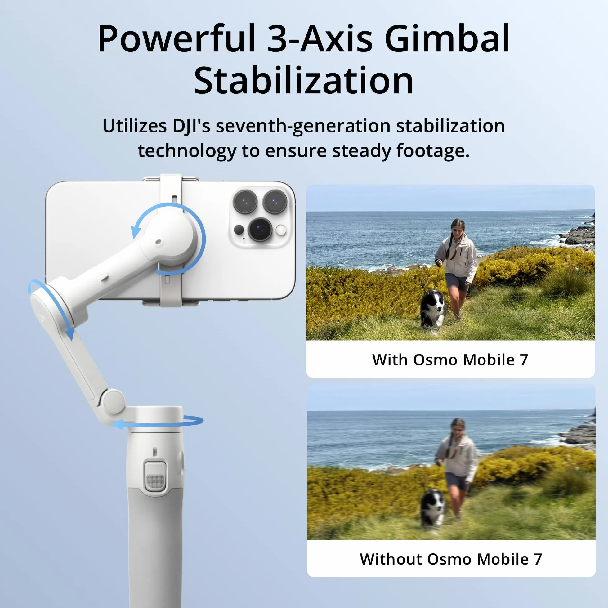 DJI Osmo Mobile 7 3-osiowy stabilizator gimbala do telefonu, ActiveTrack 7.0, wbudowany statyw