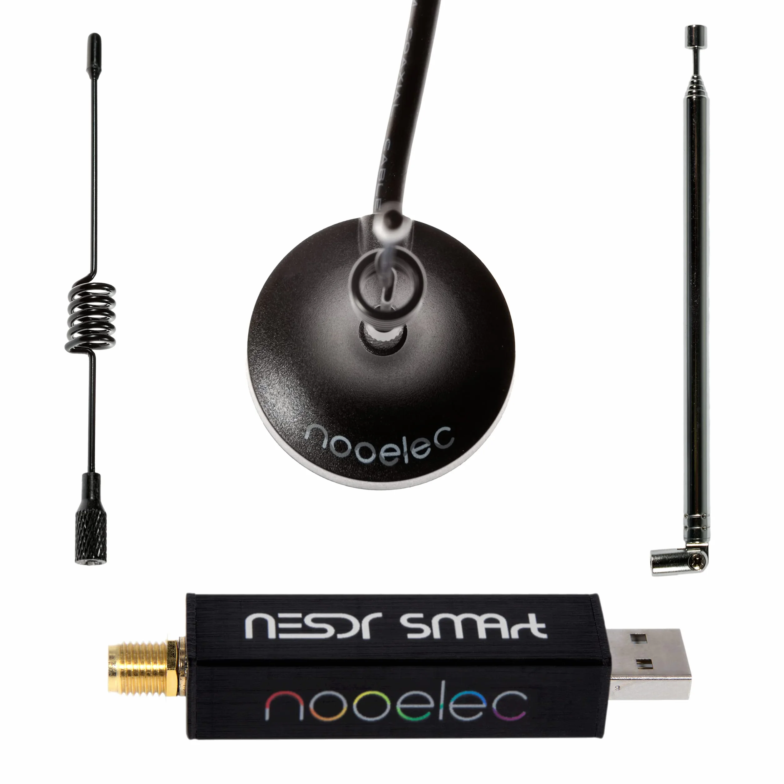 Zestaw Nooelec RTL-SDR v5 — Radio Definiowane Programowo NESDR SMArt HF/VHF/UHF (100 kHz–1,75 GHz). Premium RTLSDR z 0,5PPM TCXO, SMA, Aluminiową Obudową i 3 Antenami. Radia RTL2832U i R820T2