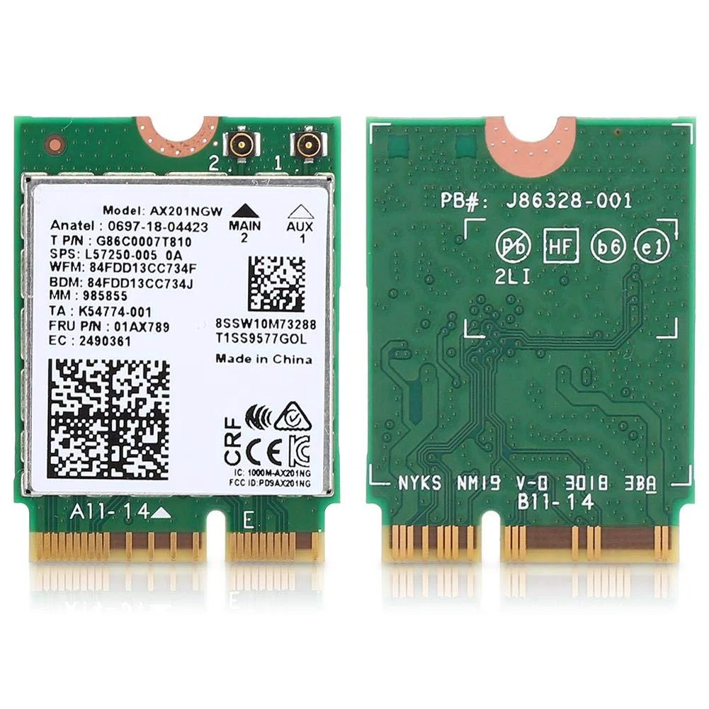 ASHATA AX201NGW WiFi 6 karta sieciowa, 2400 m WLAN i Bluetooth 5.0 karta do interfejsu M.2 CNVi02, tylko do urządzeń 64-bitowych