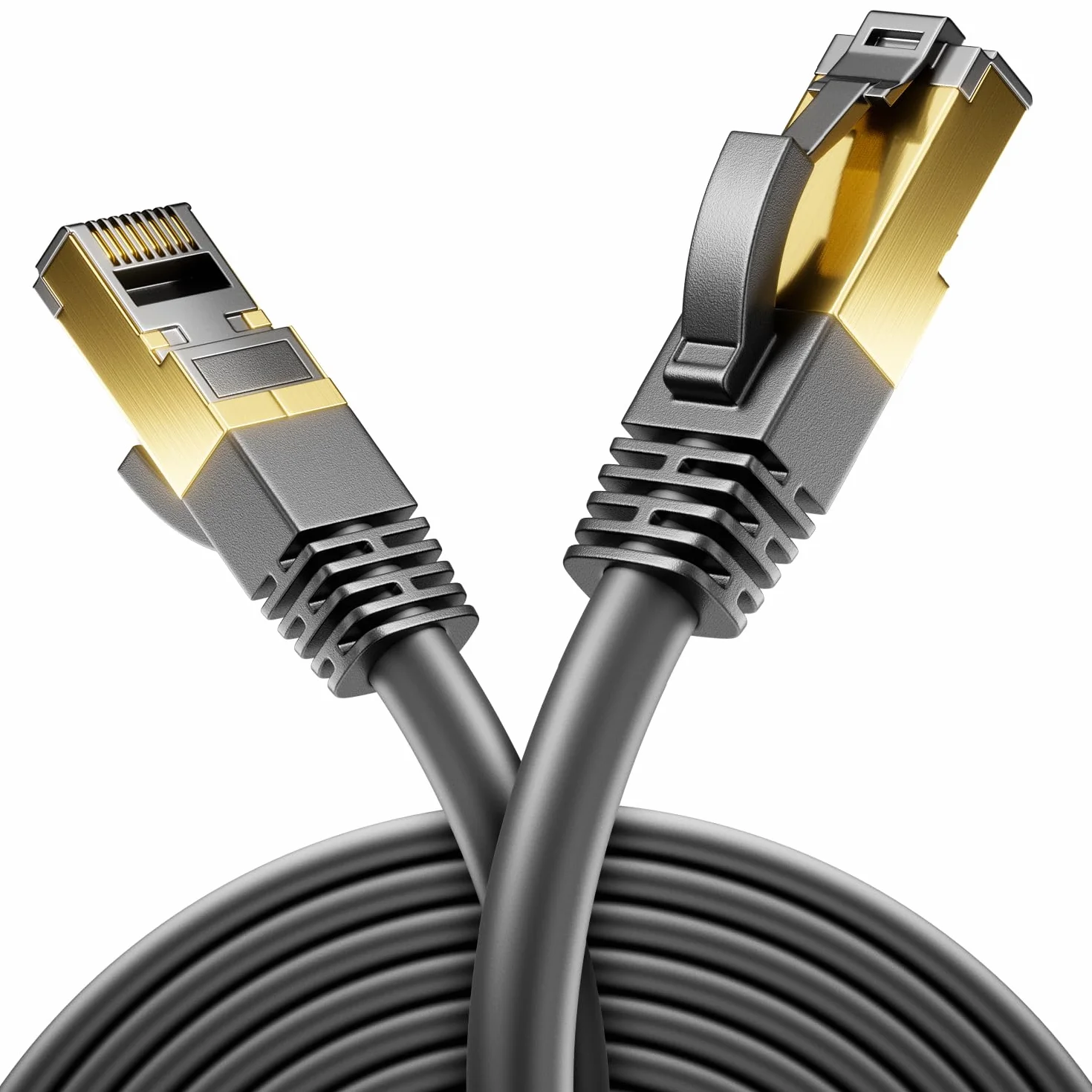 deleyCON 5m CAT 8 Kabel Sieciowy (40 Gbit/s, Miedziany, S/FTP) Gigabit Ethernet LAN Cable Kabel Krosowy RJ45 Wtyczka do CAT8 CAT7 CAT6 POE PC PS5 Routera Modemu TV Switch Laptop - Schwarz