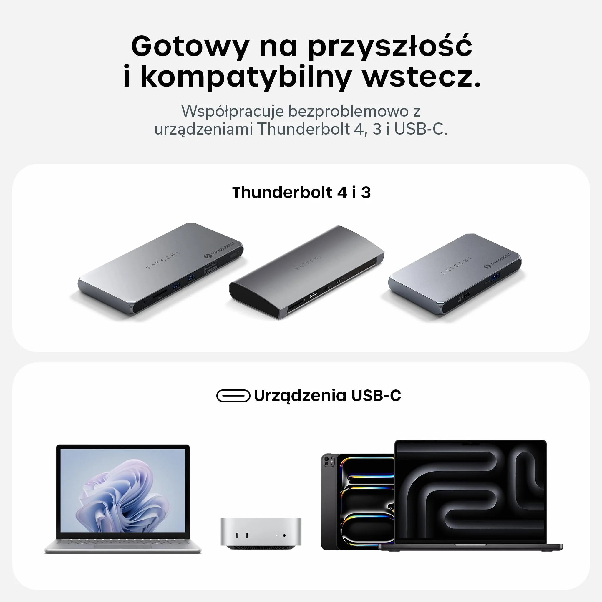 SATECHI Certyfikowany kabel Thunderbolt 5 240 W 120 Gb/s 8K@60 Hz 4K@144 Hz pleciony USB-C