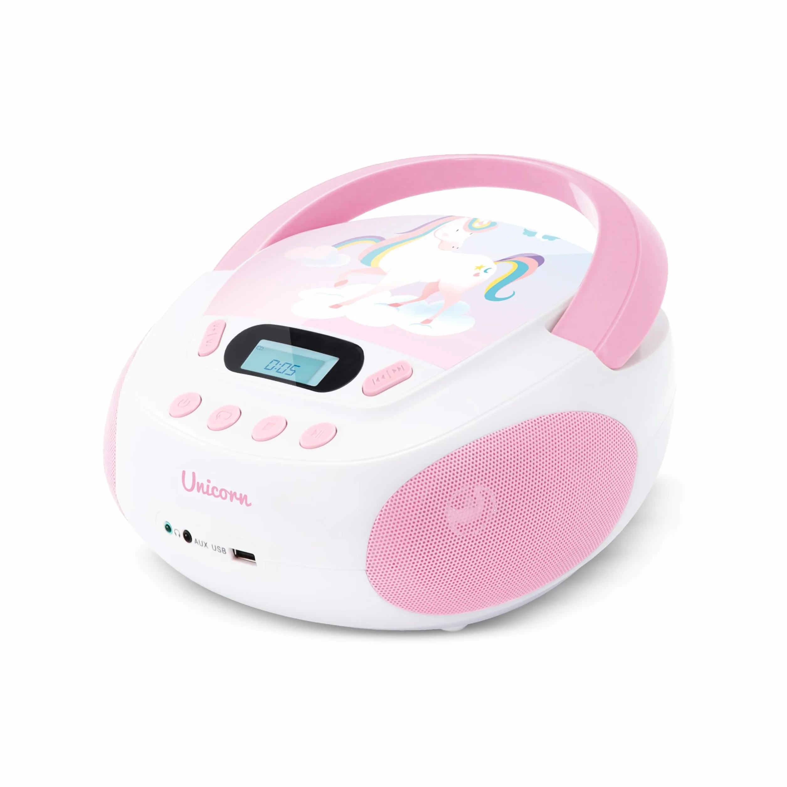 MOOOV 477407 odtwarzacz CD jednorożec dla dzieci, z portem USB