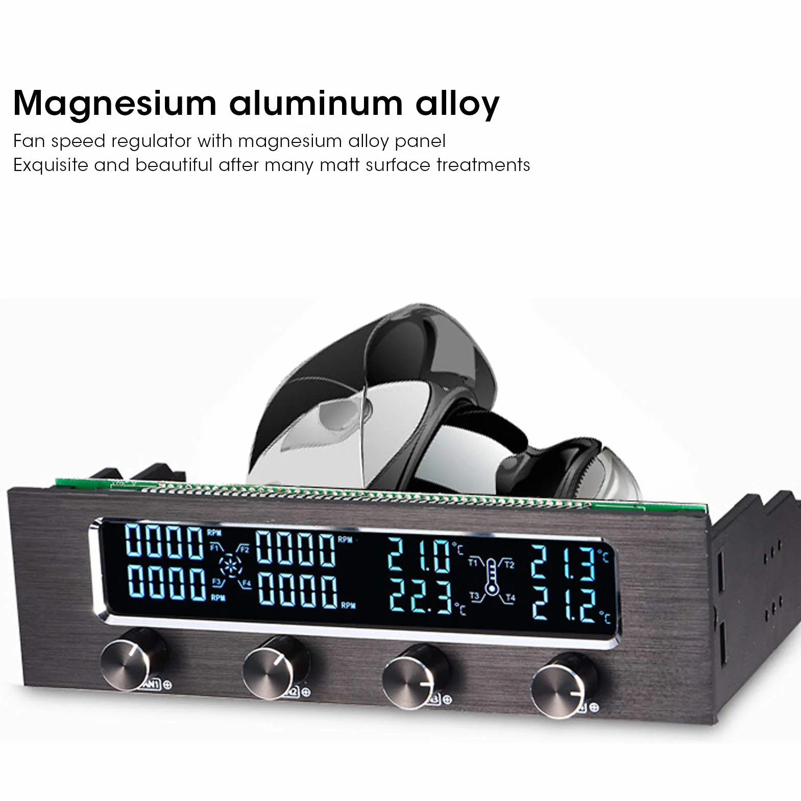 STW‑6041 Kontroler Wentylatora do Procesora Komputera, PC 5,25" Wielofunkcyjny Panel Multimedialny z 4-kanałowym Panelem Przednim, Komputerowy Kontroler Wentylatora PWM i Regulator Temperatury