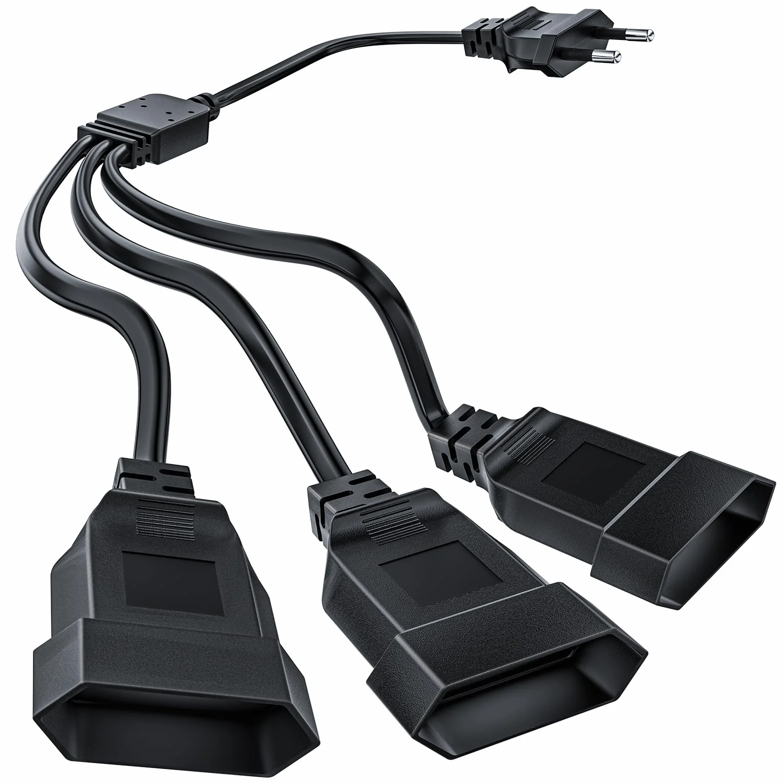 Starvortex Przedłużacz płaski, 3 w 1, wtyczka euro, przedłużacz 2 m, płaska wtyczka 2,5 A/250 V z wtyczką Euro i złączką, bezpieczny i trwały kabel przedłużający, cienki