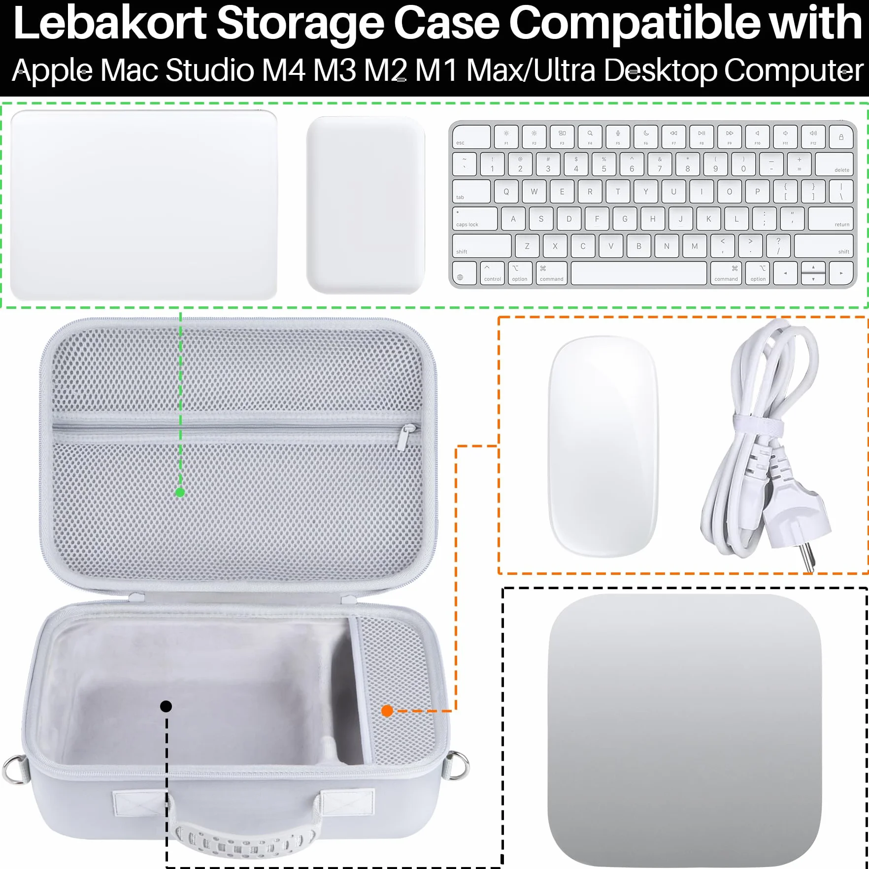 Lebakort Twarda Pokrywa do przenoszenia Kompatybilna z komputerem stacjonarnym Apple Mac Studio M1, M2, M3, M4 Max