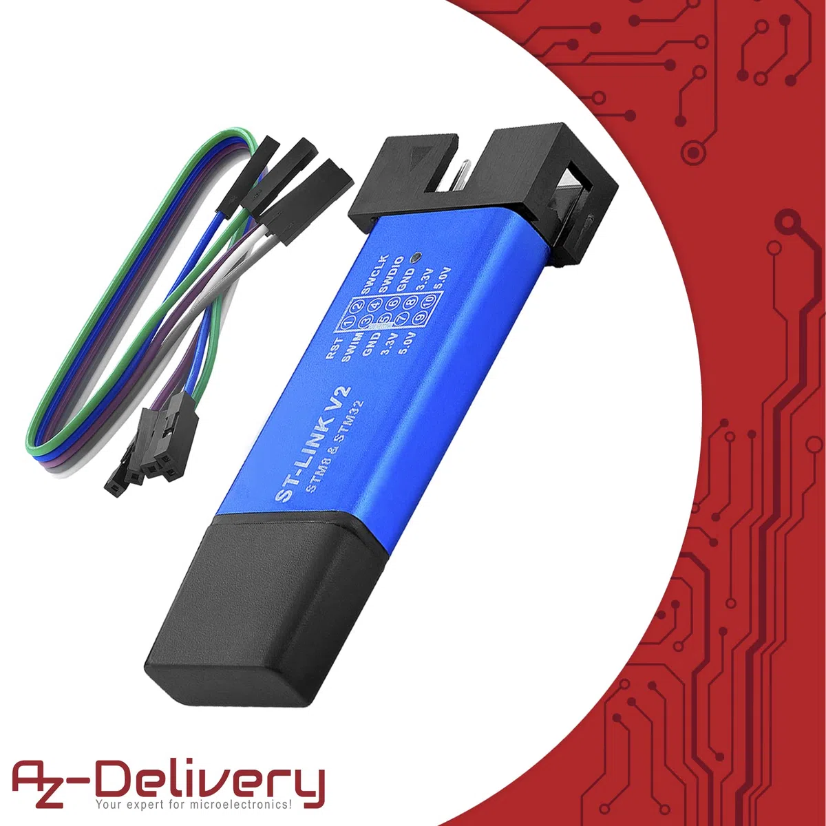 AZDelivery Mini debugger i emulator programowania Stlink V2 dla STM8 i STM32 z aluminiową obudową kompatybilny z Arduino wraz z E-Book!