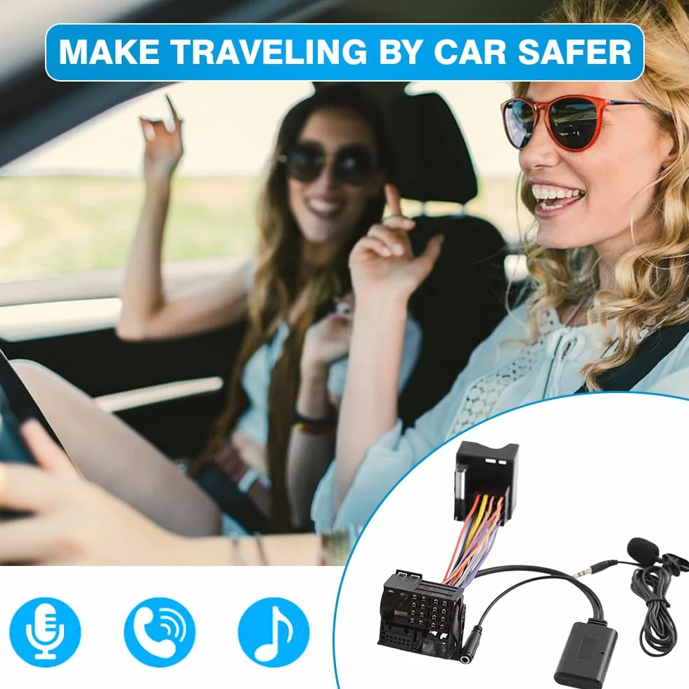 Riloer Adapter Bluetooth Audio AUX z mikrofonem, pasuje do BMVV Z4 (E85/E86), X3 (E83), Mini Coopera (R50/JCW), Mini Coopera S R53