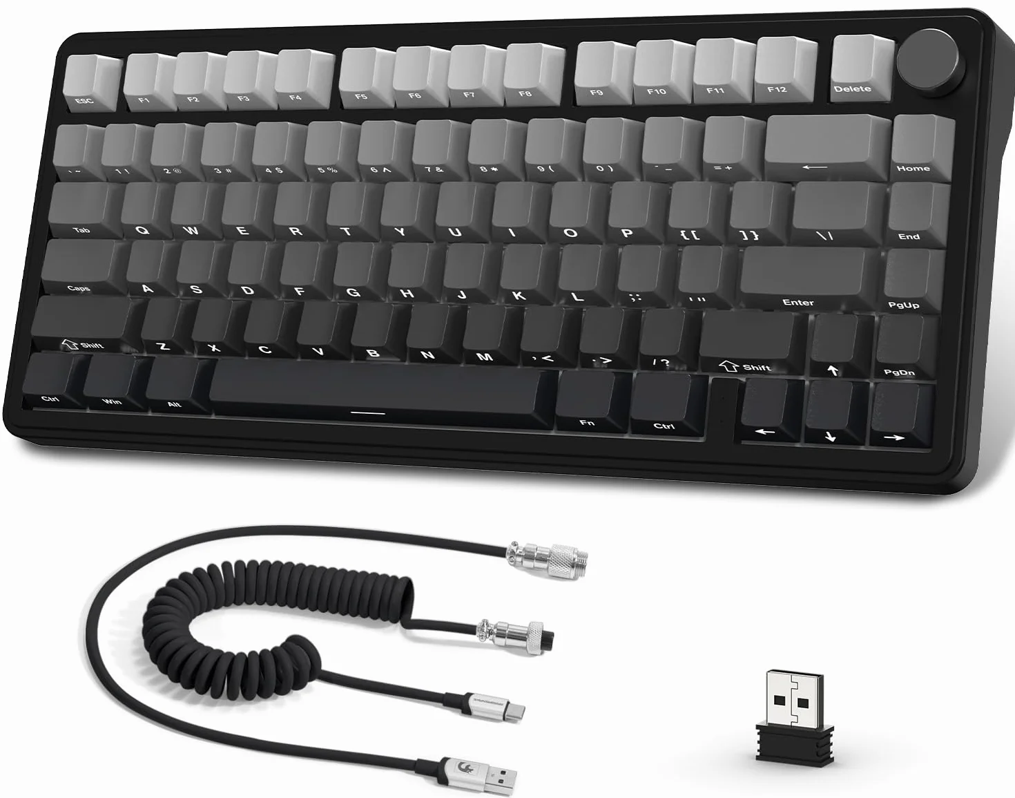 A.JAZZ x ATTACK SHARK X85 Klawiatura Mechaniczna z Uszczelką,Bezprzewodowa Klawiatura do Gier 75% z Knob,5-Layer Padding,PBT Side-Printed Keycap,BT/2.4 Ghz/USB-C,Hot-Swap Linear Switch,RGB,na PC,MAC