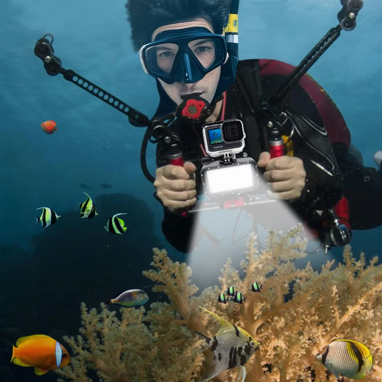 Suptig podwodne światła do nurkowania, 84 LED, wysoka moc, ściemniane, wodoodporne światło LED do 50 m, do nagrywania wideo, do Gopro, Canon, Nikon, Pentax, Panasonic Sony, lustrzanki Samsung