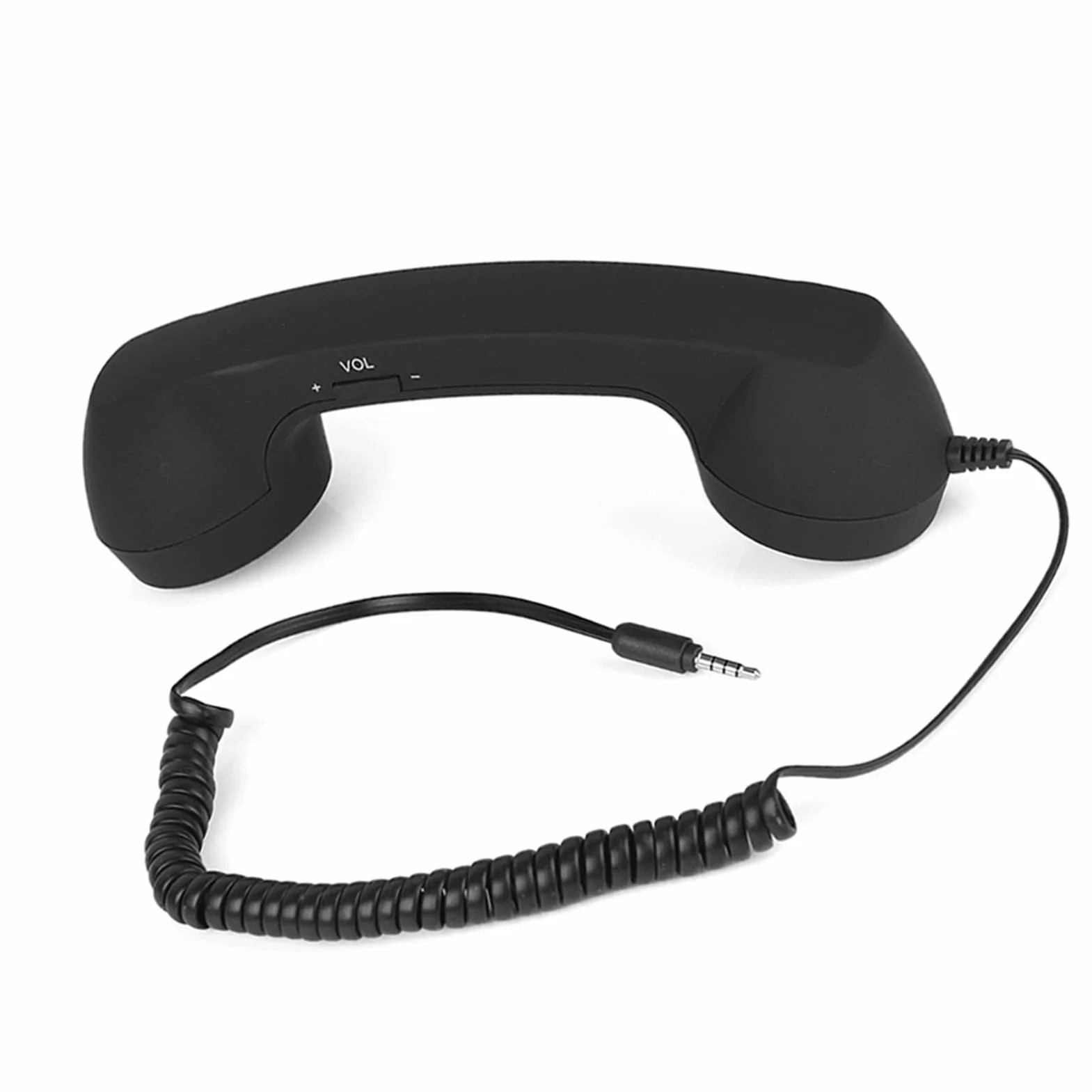 Słuchawki telefoniczne w stylu retro, 3,5 mm, antyradiacyjny, przewodowy odbiornik telefonu komórkowego z mikrofonem do telefonu komórkowego, smartfona (czarne)