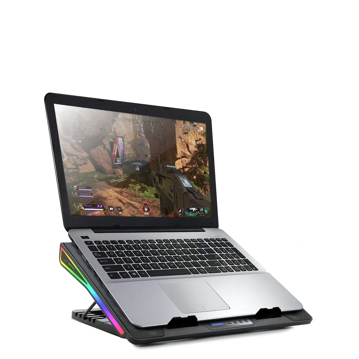 SPIRIT OF GAMER AIRBLADE 800 RGB przenośny wentylator do laptopa 18,5 cm 5 regulowanych pozycji 2 porty USB 6 prędkości 17,3 cala
