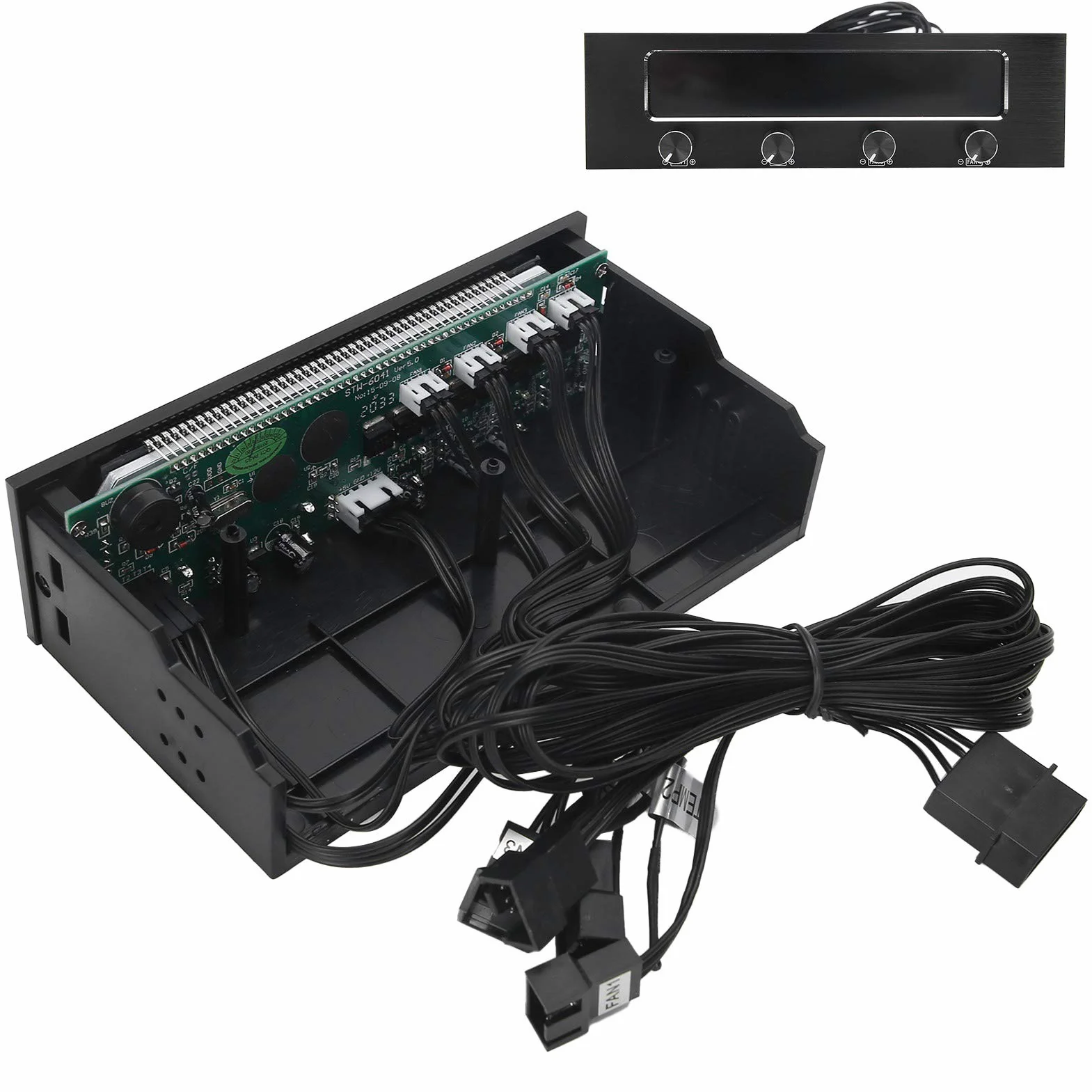 STW‑6041 Kontroler Wentylatora do Procesora Komputera, PC 5,25" Wielofunkcyjny Panel Multimedialny z 4-kanałowym Panelem Przednim, Komputerowy Kontroler Wentylatora PWM i Regulator Temperatury