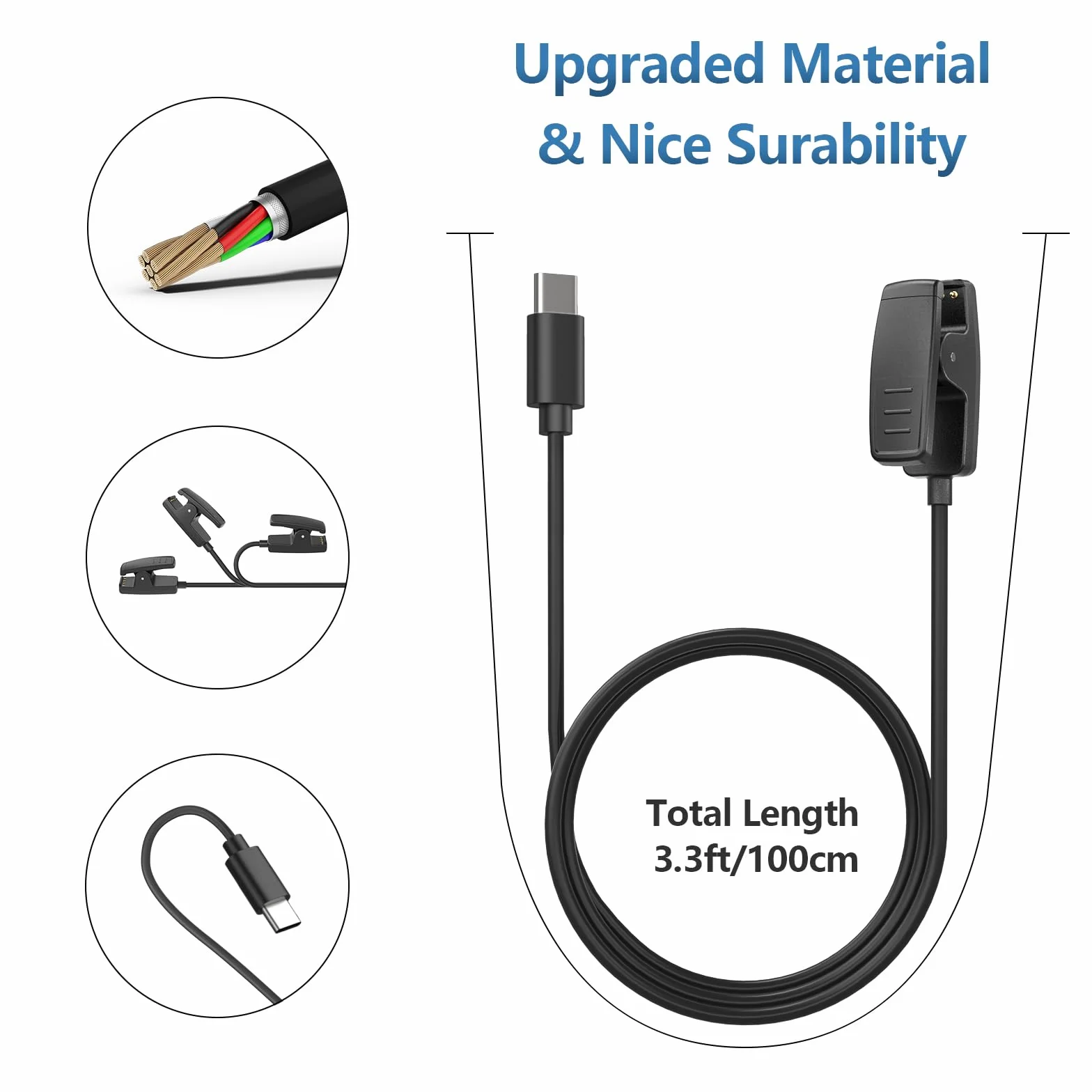 Tobfit Ładowarka do zegarka Garmin Forerunner 35 35J 230 235 630 645 Music 735XT, USB C Garmin zegarek kabel do ładowania do Garmin Forerunner 645 (100 cm)