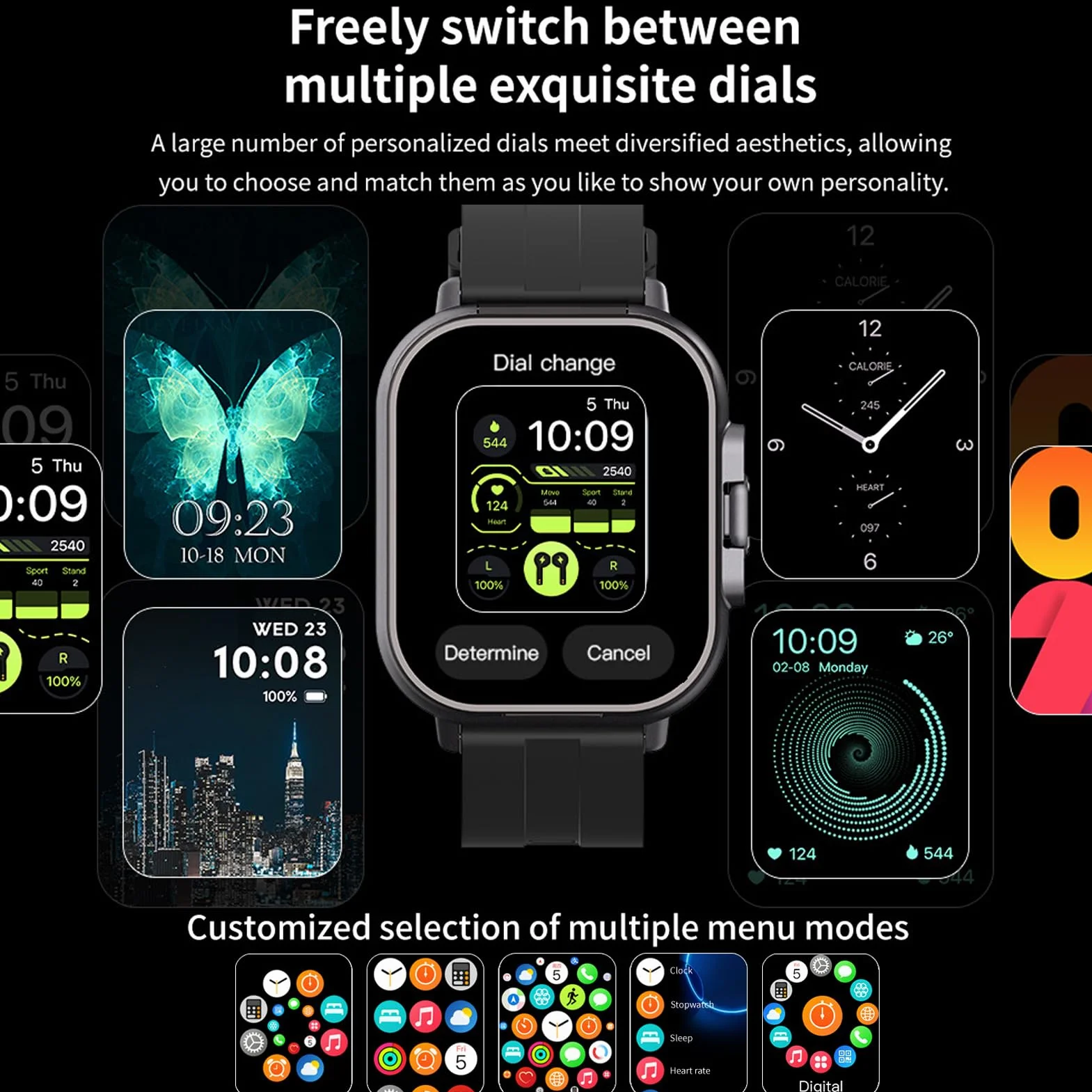 Inteligentny Zegarek ze Słuchawkami, Bezprzewodowy Zestaw Słuchawkowy Smartwatch 2 w 1 z Silikonowym Paskiem i Ekranem o Przekątnej 2,01 Cala, Zegarek z Trackerem Fitness dla IOS