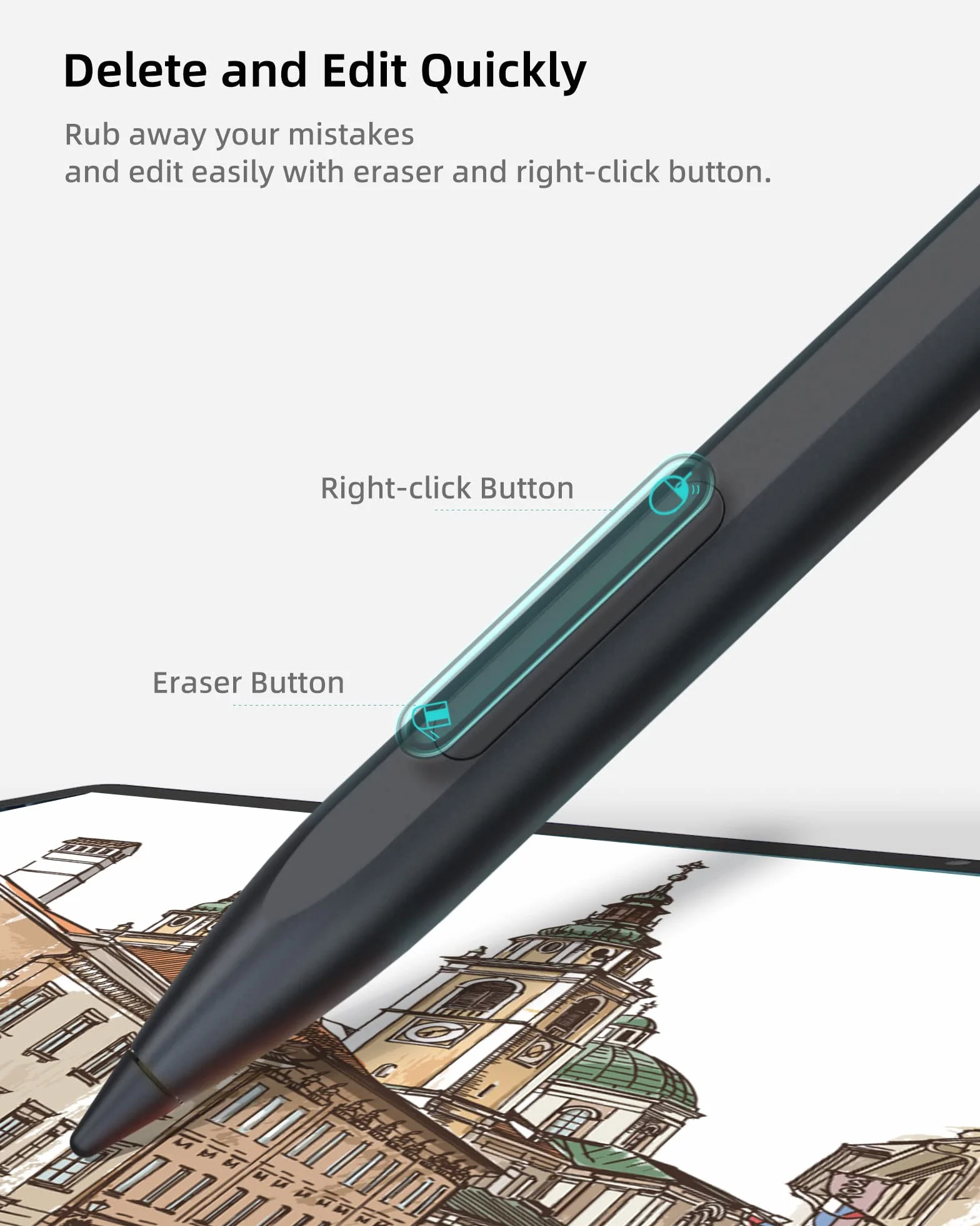 Metapen Stylus M1 do Microsoft Surface, 2-w-1 Przycisk i Szybkie Ładowanie na 300 h Pracy oraz Odrzucanie Dłoni – Rysik do Surface Pro X/9/8/7/6/5/4/3/Go 3/Studio 2/Book 3/Duo 2, ASUS VivoBook Flip