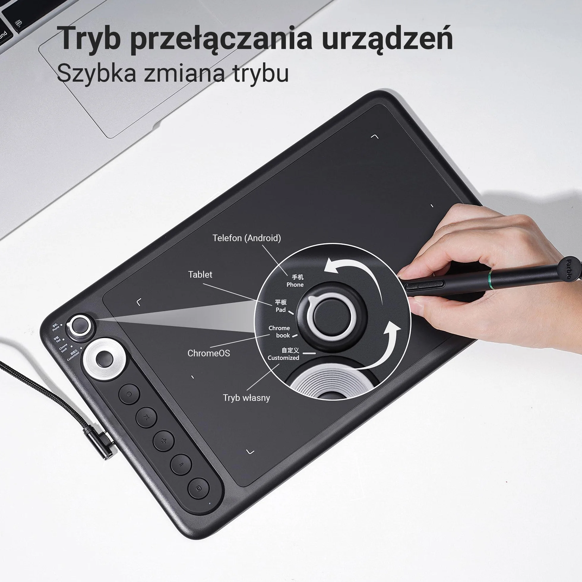 Parblo Intangbo X7 Czarny Tablet Graficzny 7,2 x 4,5 Cale 8192 Poziomy Nacisku USB-C