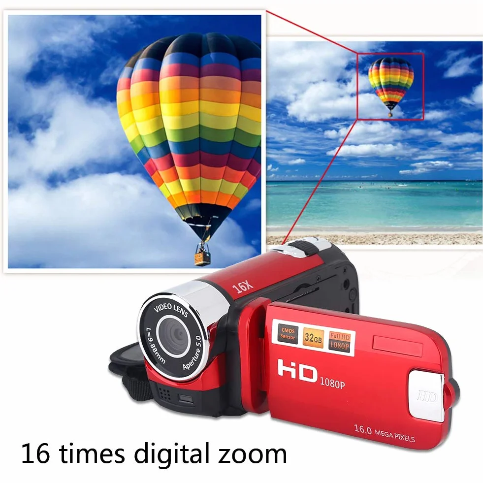 Cyfrowa kamera wideo Full HD 1080p 16x obracany ekran 270° DV 2,7 cala