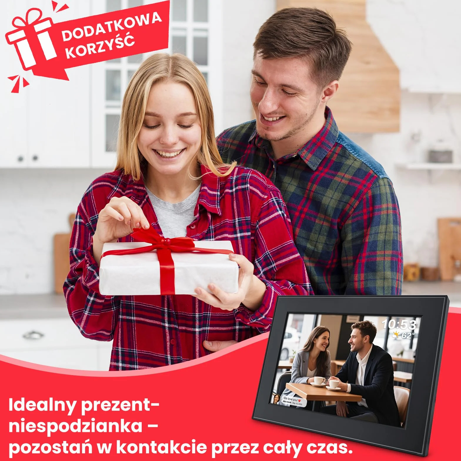 FRAMEO cyfrowa ramka na zdjęcia 32 GB, ekran dotykowy IPS 10,1", inteligentna cyfrowa ramka na zdjęcia, łatwa konfiguracja do udostępniania zdjęć lub filmów za pomocą