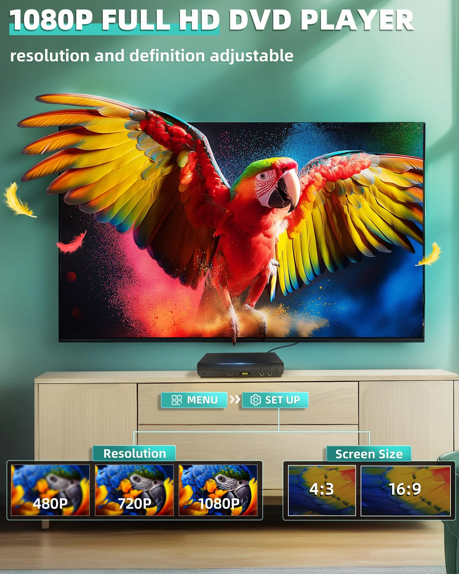 Odtwarzacz DVD 1080P HD HDMI z Karaoke USB PAL/NTSC