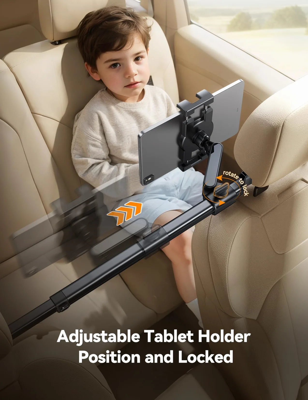 JOYROOM Uchwyt samochodowy na tablet [dwustronne mocowanie] uchwyt samochodowy na tablet z metalowym ramieniem, uchwyt samochodowy do iPada o przekątnej ekranu 4,7-12,9", tabletów i smartfonów, z 2