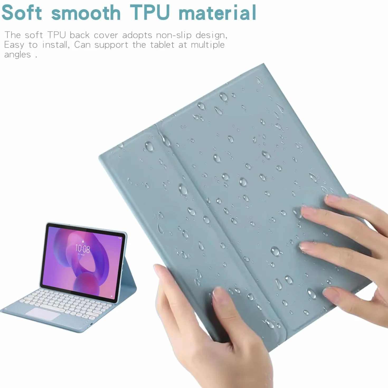 Keyboard Case for Lenovo Idea Tab Plus 12,1 cala/Tab K12 2025 (TB361ZU/TB361FU), odłączana klawiatura 7-kolorowym podświetleniem i gładzikiem, ultracienka obudowa z myszką,Mint green