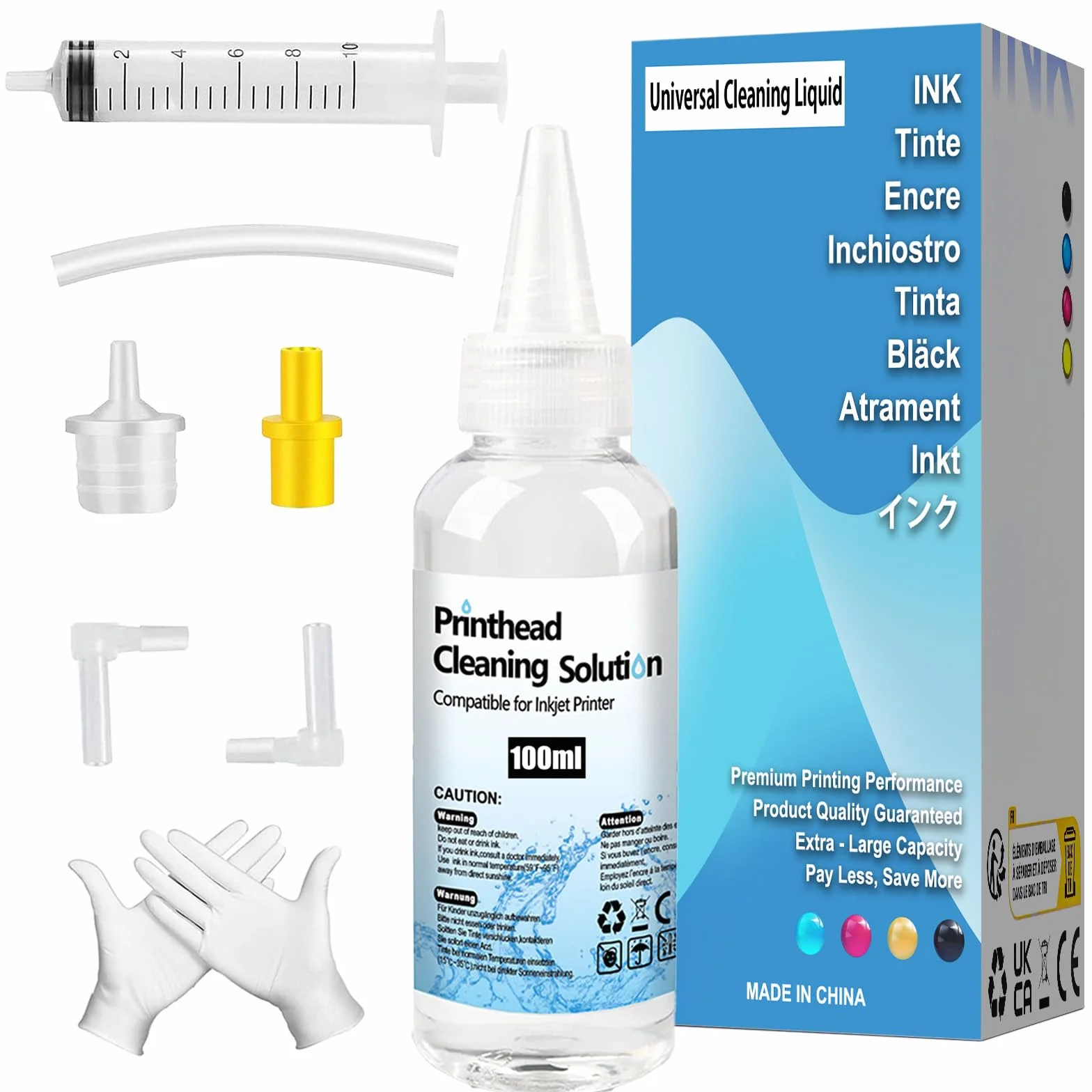 Zestaw do czyszczenia głowic drukarki, 100 ml płyn do czyszczenia głowicy drukującej kompatybilny z drukarkami atramentowymi HP Canon Brother Samsung i Kodak